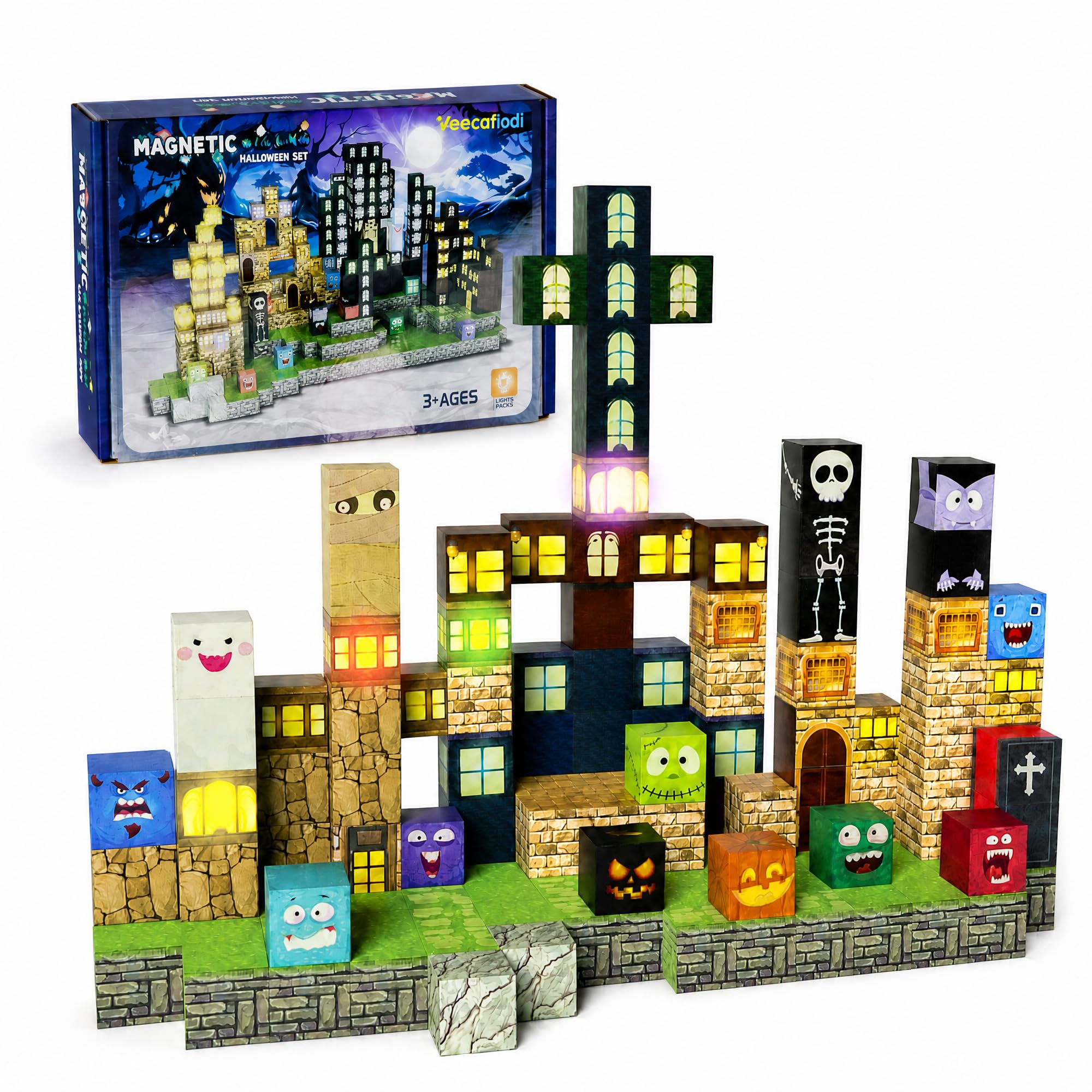 Veecafiodi Halloween Magnetic Building Blocks--107~137 Pcs