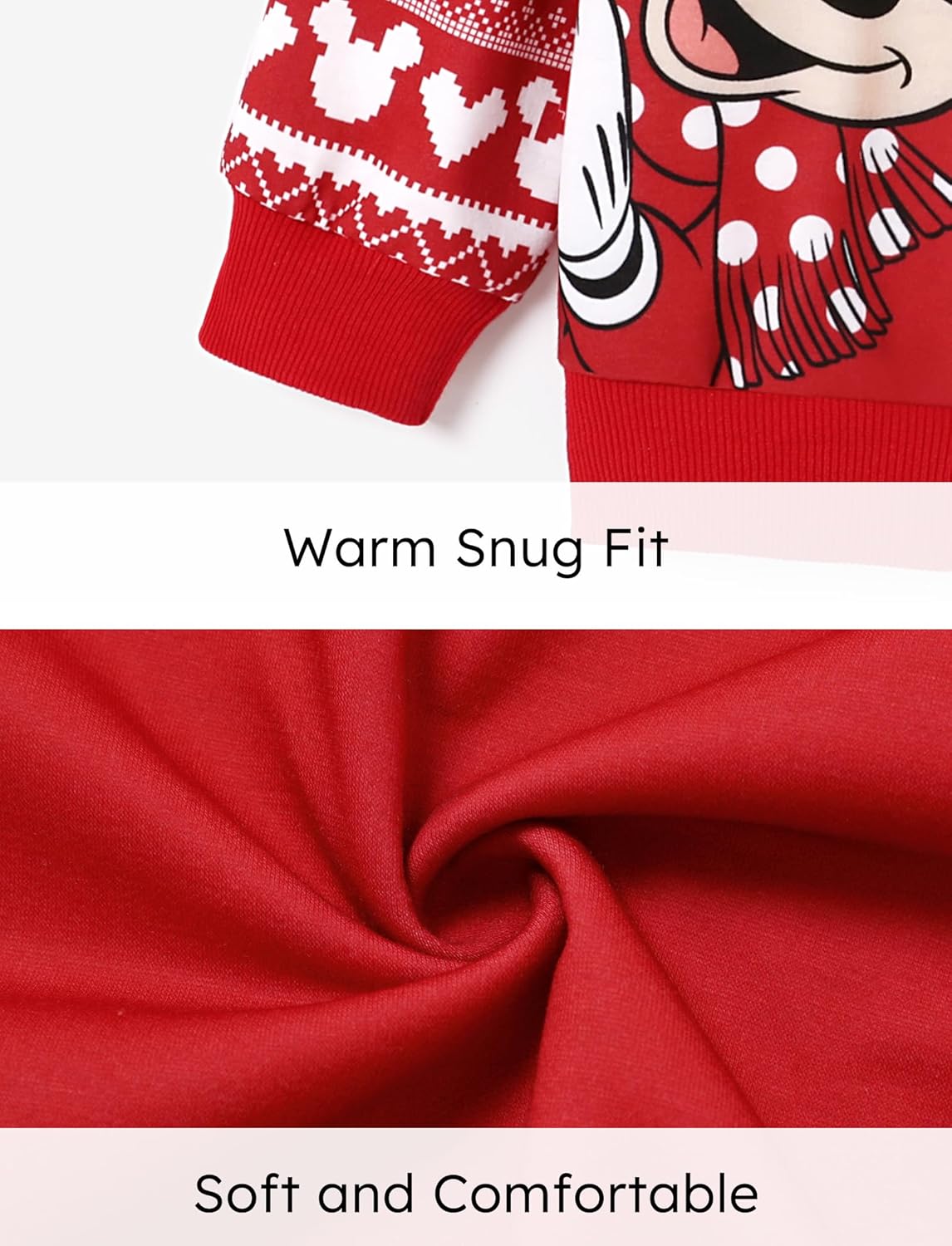 Disney Mickey and Friends Family Matching Christmas Hooded Sweatshirt Casual Mickey Snow Pattern Long Sleeve Pullover Hoodies - Image 4