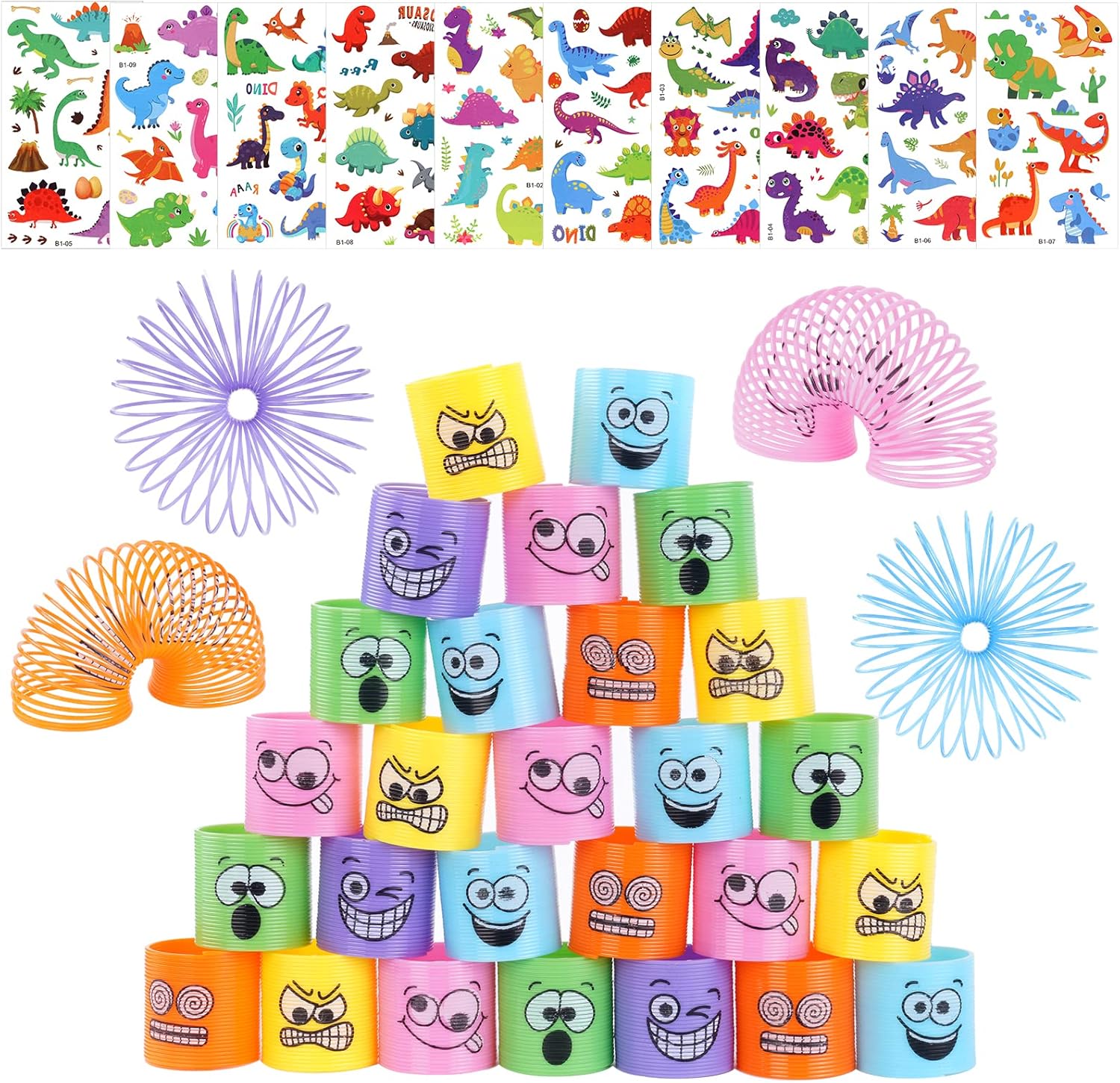 Flintronic 30PCS Mini Juguetes de Resorte, Círculo de Arcoíris Sonriente, Mini Resorte Mágico, con 10 Pegatinas de Unicornio, Recuerdo de Fiesta para Niños, Relleno de Calcetín de Navidad
