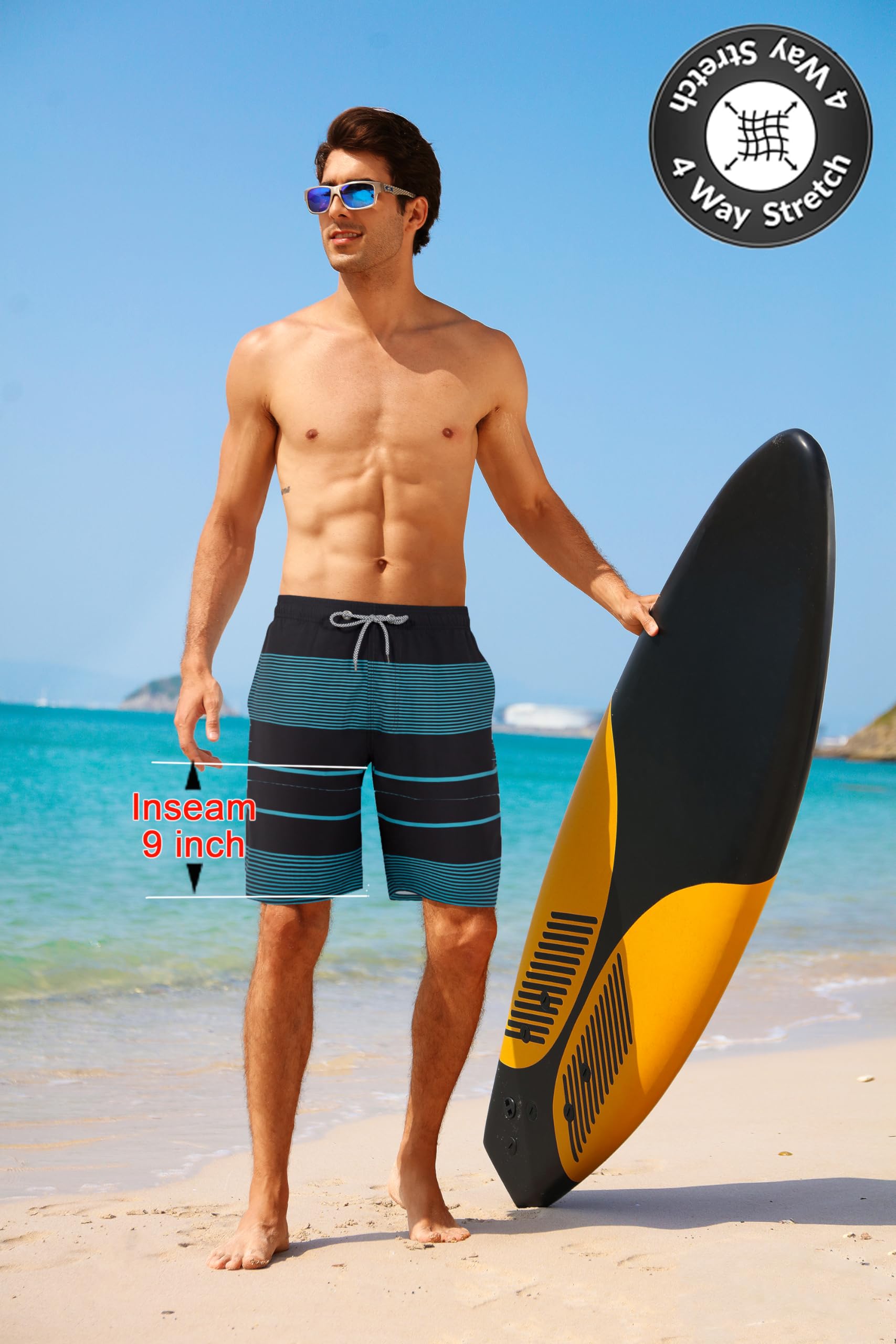 APTRO Costumi Pantaloncini da Bagno Uomo Mare Surf Piscina Stampa Hawaiana Estiva Grande Asciugatura Rapida con Fodera in Rete