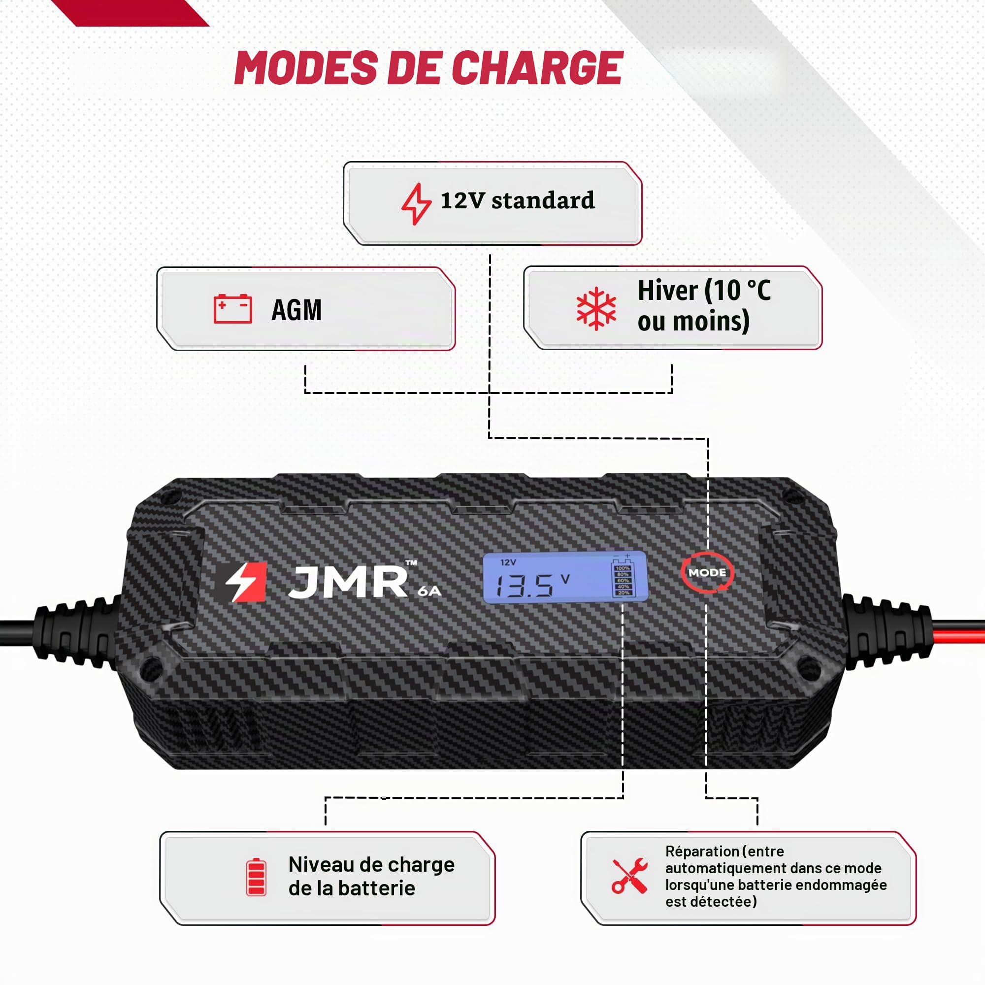 JMR Battery Charger for Ferrari 458 California F12 FF 599 612 F430 Trickle Charger Conditioner Maintainer (4-Pin Port, No Lithium Mode)
