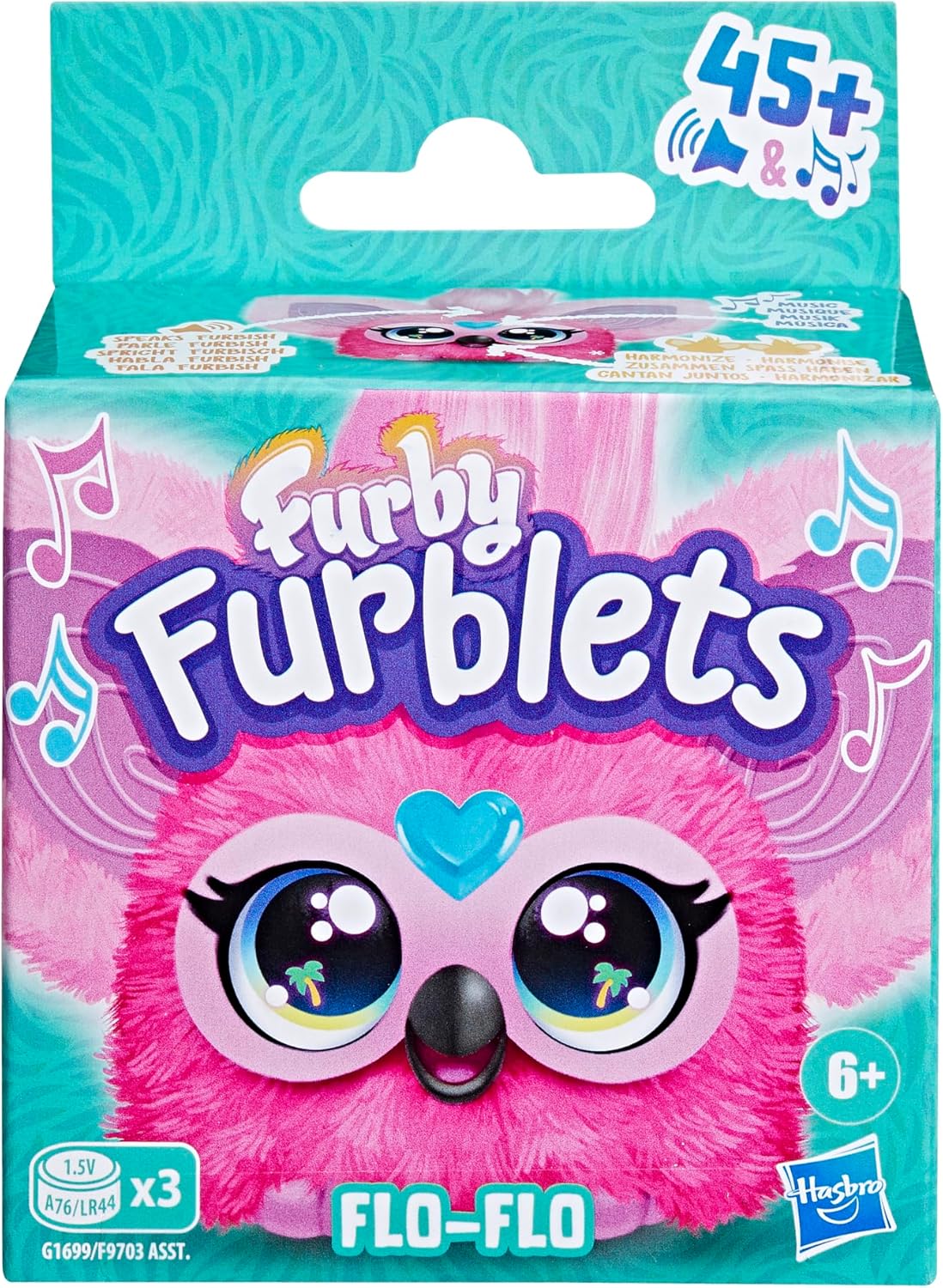 Furby Furblets Flo-Flo Mini Friend, Electronic Plush Toys, Pink Flamingo, Speaks Furbish & Plays Music, Series 5, Easter Basket Stuffers, Ages 6+
