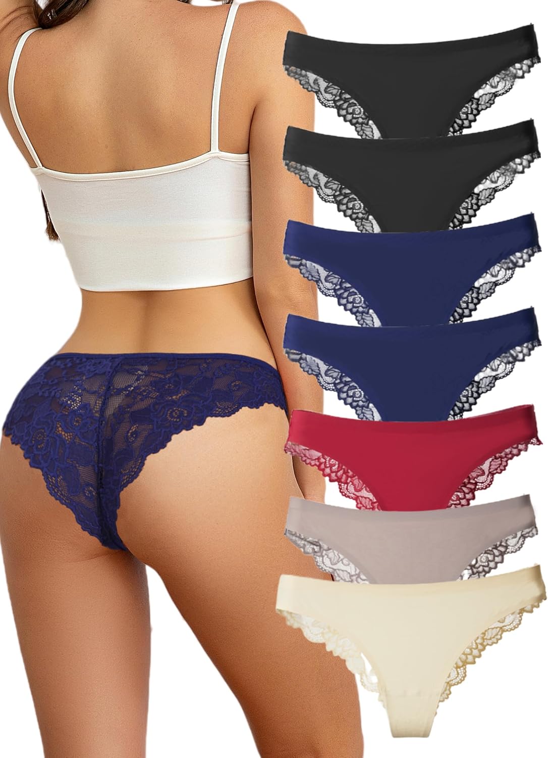 Lace Bikini Underwear for Women Silk Panties Sexy Lingerie Sexy Panties Seamless Comfortable Colorful Female Pack