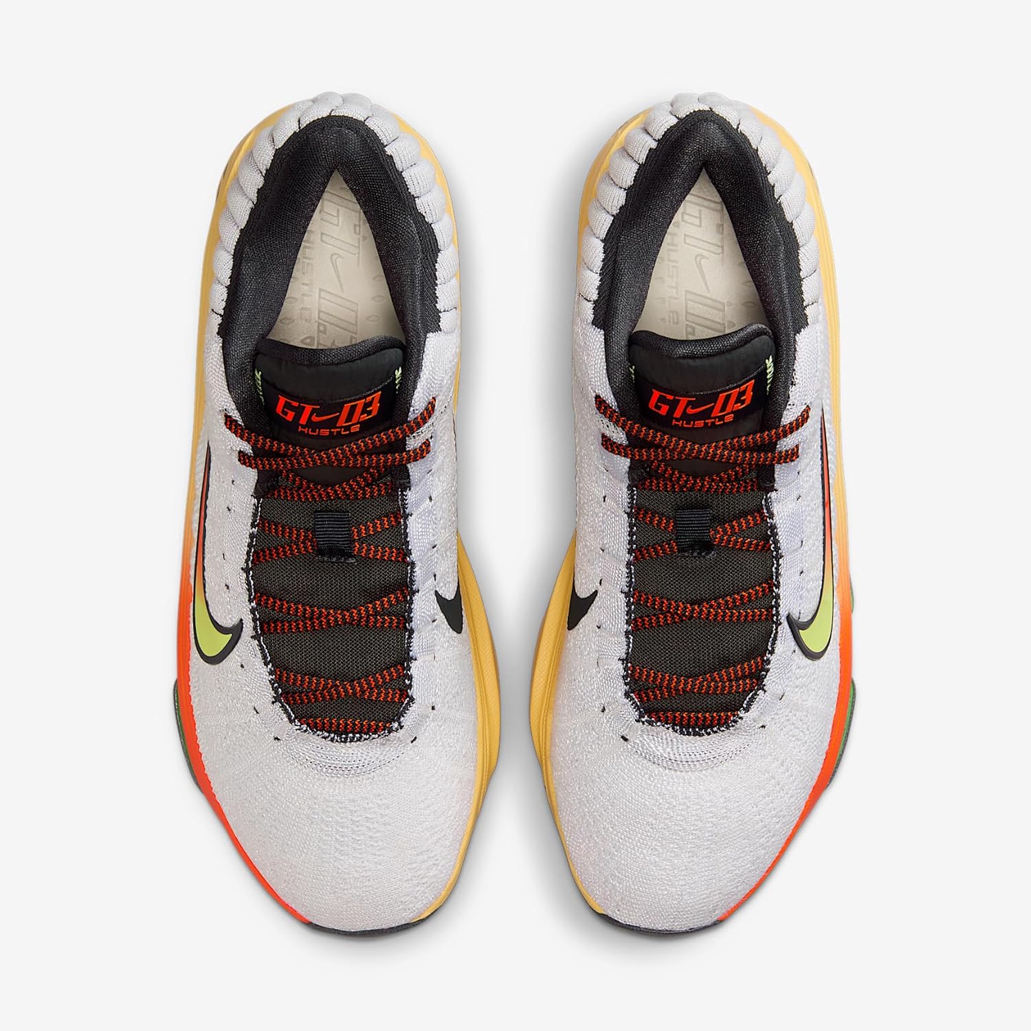 Nike G.T. Hustle 3 Basketball Shoes (White/Safety Orange/Volt) Size 12