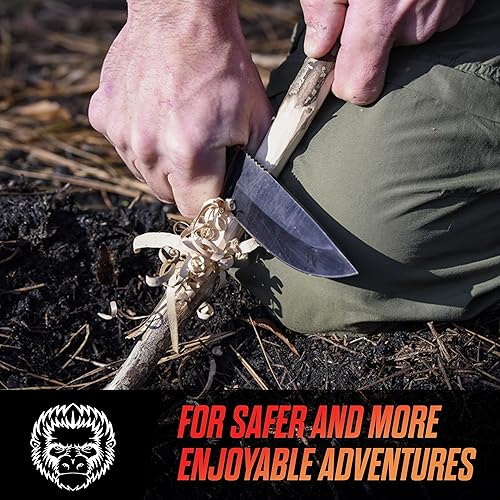 Miniatura 5 de Holtzman's Gorilla Survival Juego de cuchillos de acero de supervivencia de alto carbono 1095 y gran juego de cuchillos de caza de acero de Damasco