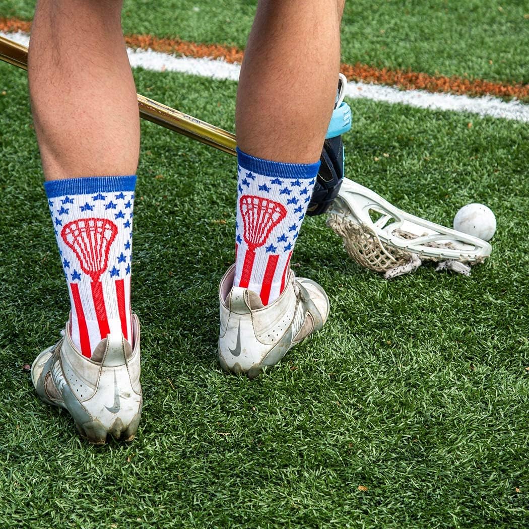 ChalkTalkSPORTS Lacrosse Performance Crew Sock - Youth & Adult - USA - Patriotic - Red White & Blue - Lacrosse Mid-Calf Socks - Image 6