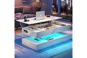47 Inch High Glossy Coffee Table Refrigerator Combo with Built-in Charging Station