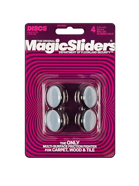 Magic Sliders 04301 1-3/16-Inch Furniture Glide Round Nail On Sliding Disc 4 count