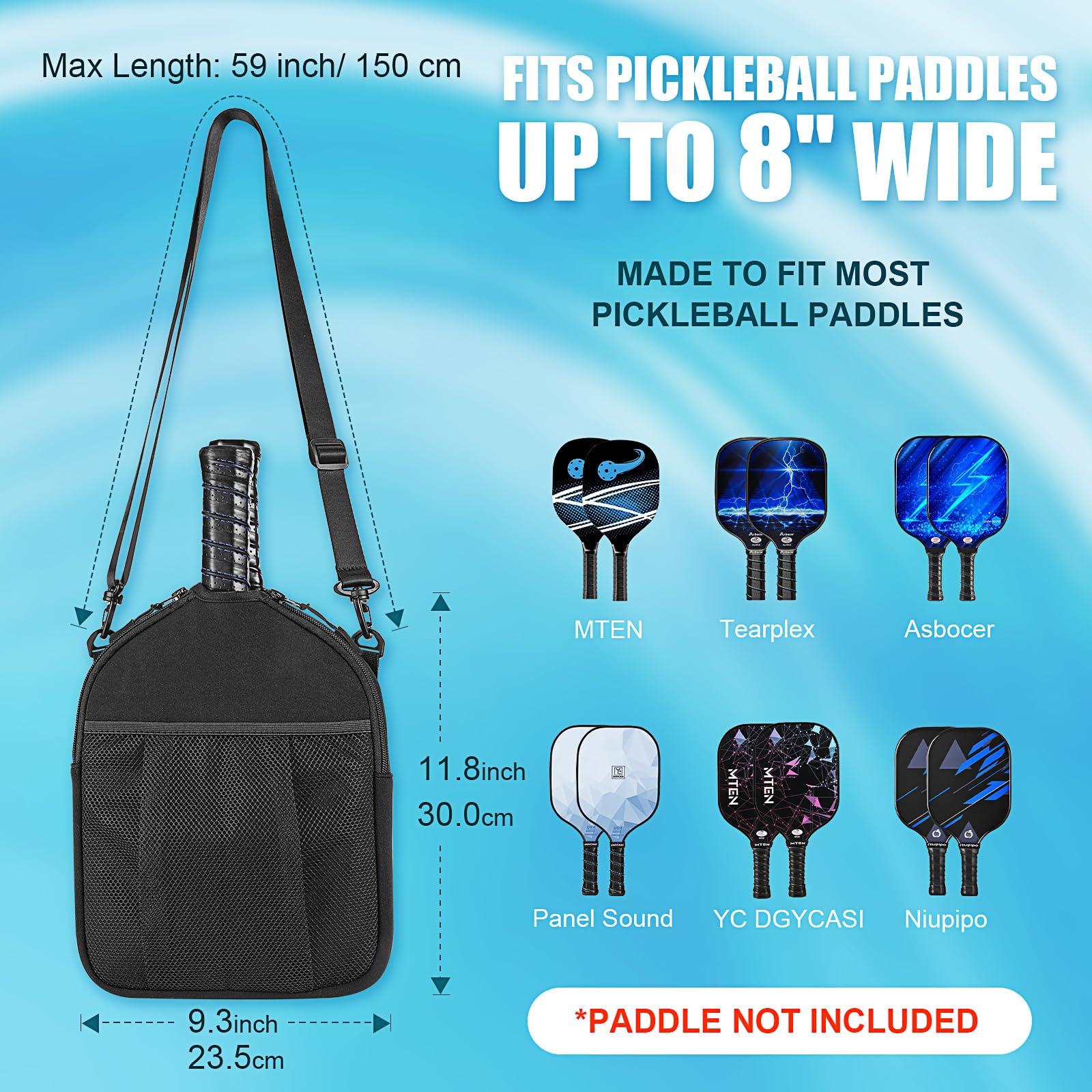 Custodia Paddle Pickleball Borsa Neoprene Custodia Paddle Pickleball Accessori Protettivi Attrezzatura Copri Maniche Racchetta Pickleball Paddle Donna Uomo con borsa a Rete