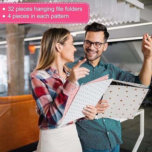 Miniatura 6 de Estune 32 piezas de carpetas colgantes decorativas tamaño carta, organizadores de carpetas de archivo para gabinete con pestañas ajustables de corte