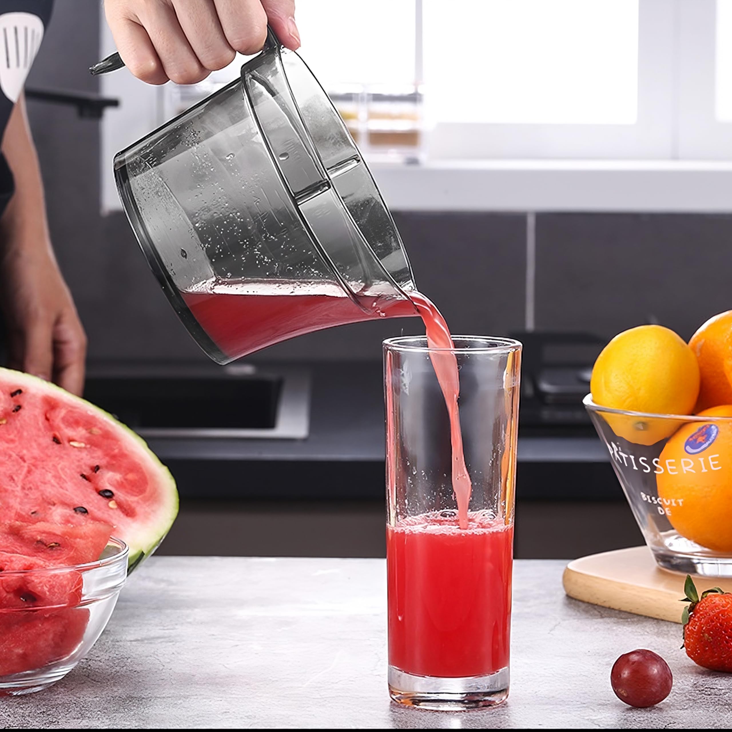 Retoo Zitruspresse Zitronenpresse 500ml, Manuell Orangenpresse Kunststoff, Dauerhaft mit Behälter Spülmaschinengeeignet Saftpresse mit Ausgießer Limettenpresse Frisch Gepresster ohne Kerne