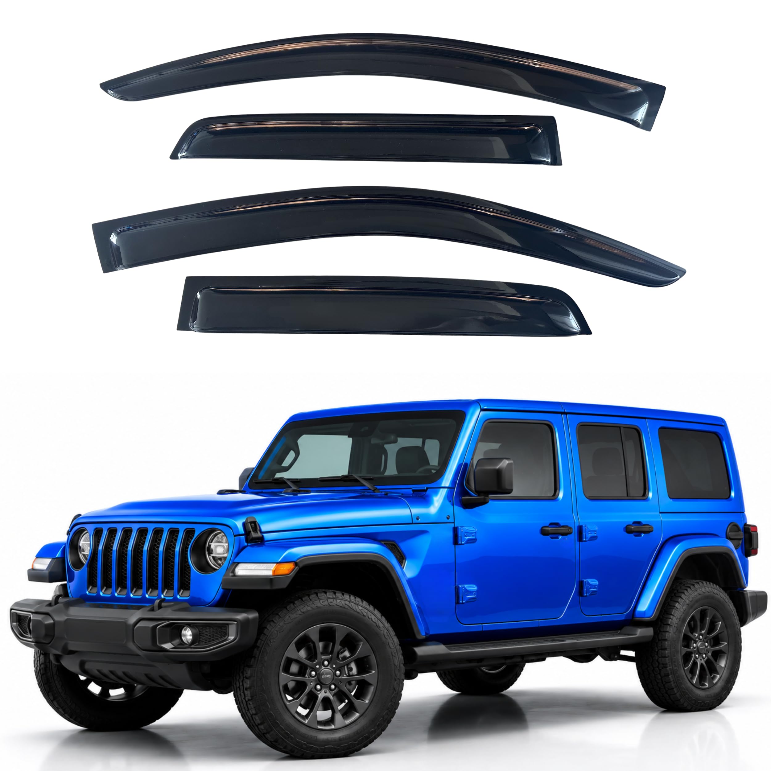 IG Window Visors Fit for 2018-2026 Jeep Wrangler JL (4-Door), Out-Channel Rain Guards Vent Wind Deflectors 4PC, Car Accessories for 2020-2026 Jeep Gladiator (4-Door)