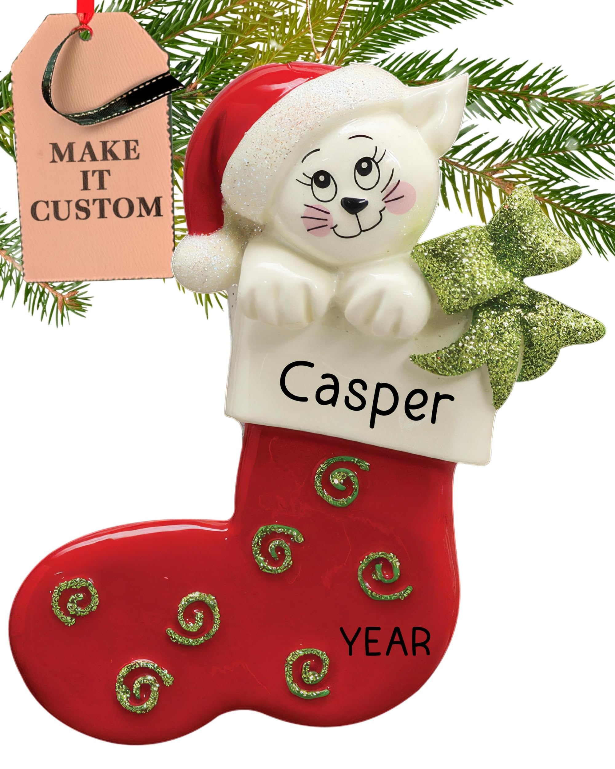 Holiday Traditions Cat Stocking Personalised Cat Ornament 2025 – Fast & Free 24H Customisation – Pet Christmas Ornaments For Tree – Custom Gift Wrapped Stocking Keepsake For Cat-Lovers