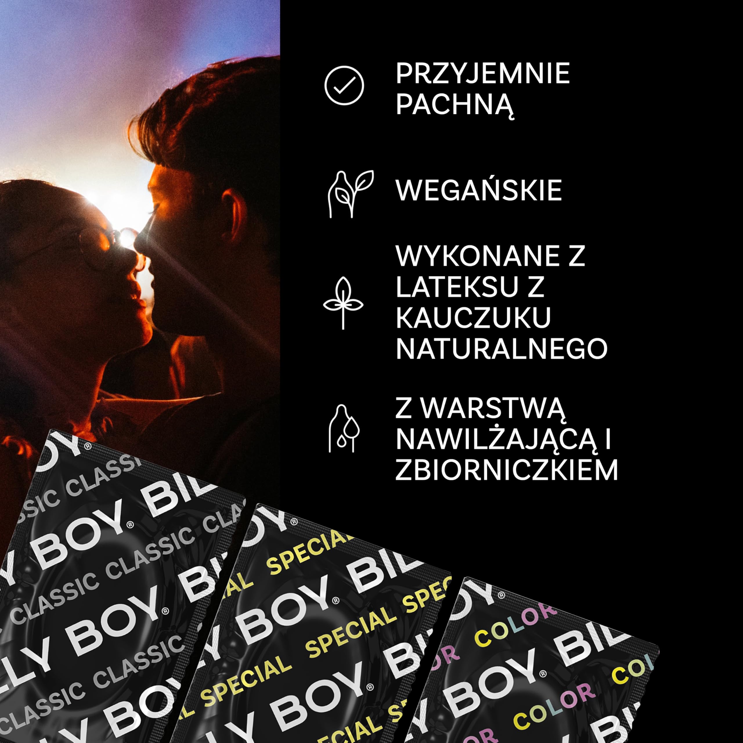 BILLY BOY Prezerwatyw zestaw Loving Mix 100 | rozmiary: Original (52 mm) i rozległy (56 mm), różne rodzaje w jednym zestawie | (1 × 100 sztuk)