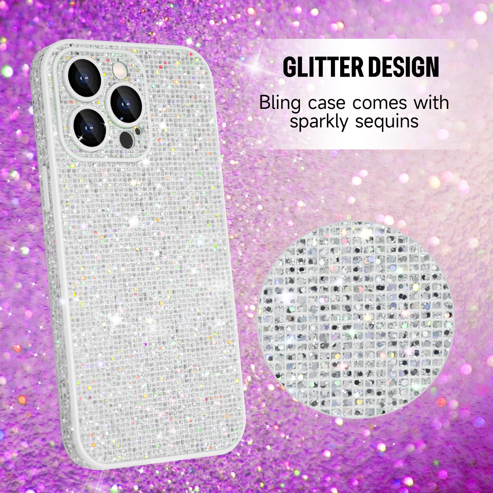 Coralogo Funda 3 En 1 Para Apple IPhone 13 Pro Max Con Purpurina Brillante Para Mujeres Y Niñas