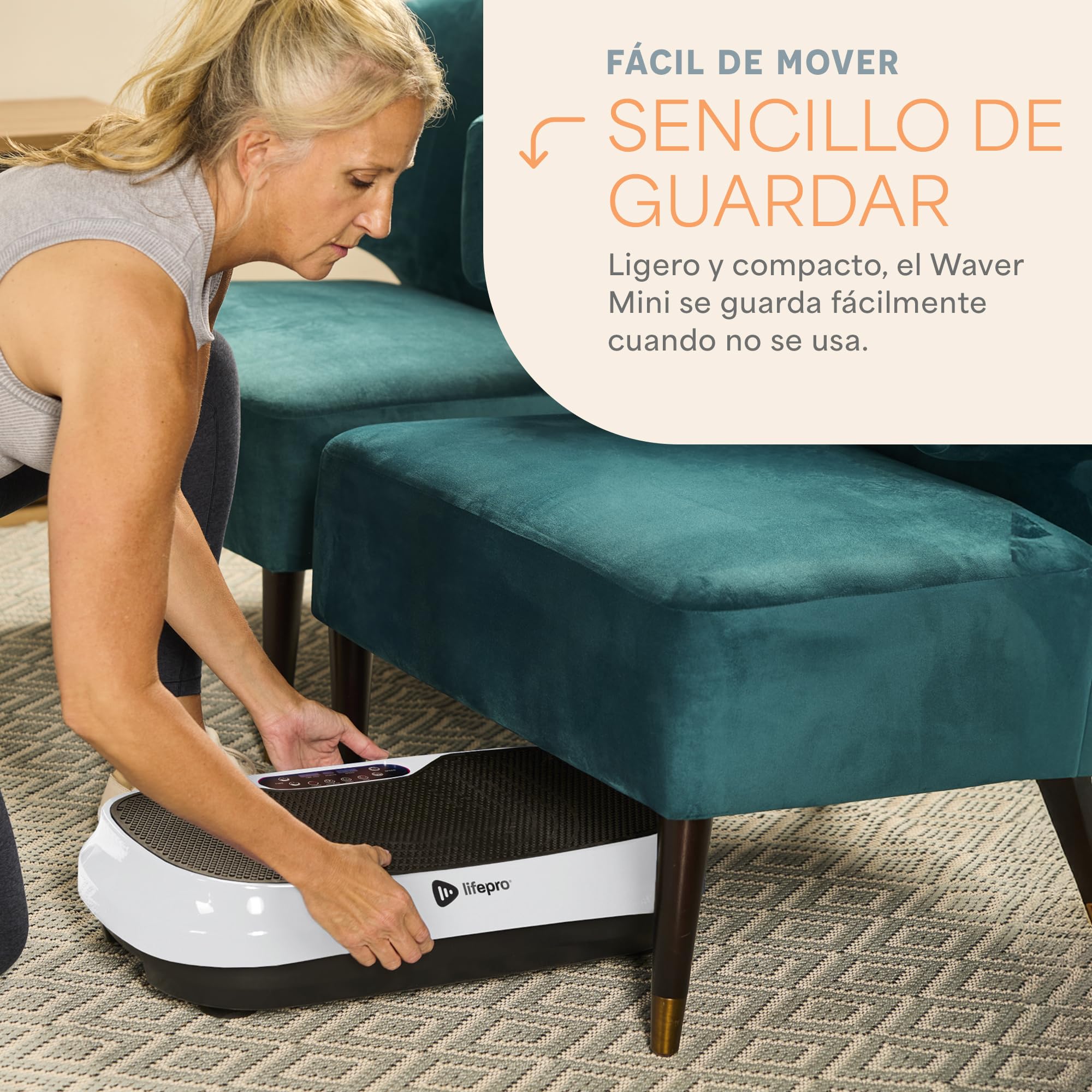 LifePro Waver Mini Plataforma Vibratoria con Control Remoto y Bandas – Plataforma Vibratoria de Cuerpo Completo para Drenaje Linfático y Tonificación, 99 Velocidades, 10 Programas