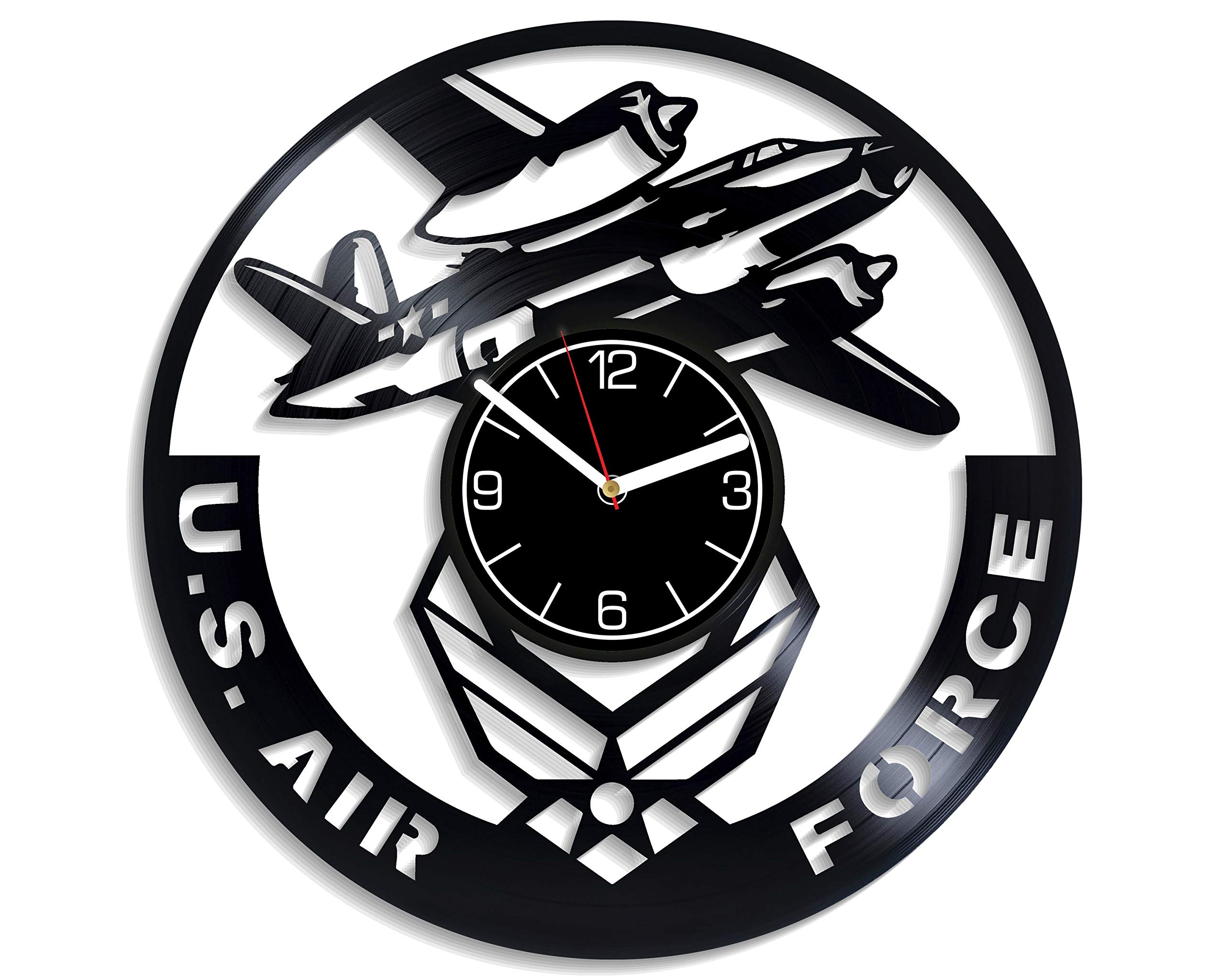 Kovides U.S. Air Force Vinyl Wall Clock U.S. Air Force Gift for Men U.S. Air Force Wall Clock Large U.S. Air Force Home Decoration U.S. Air Force Vinyl Clock U.S. Air Force Wall Clock Modern