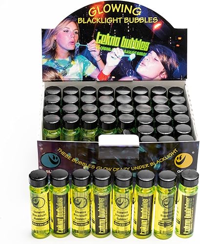 Miniatura 5 de Tekno Bubbles - Paquete de 48 botellas de 1 onza, burbujas brillantes con luz negra UV, fiestas brillantes, interiores y exteriores, recuerdos de