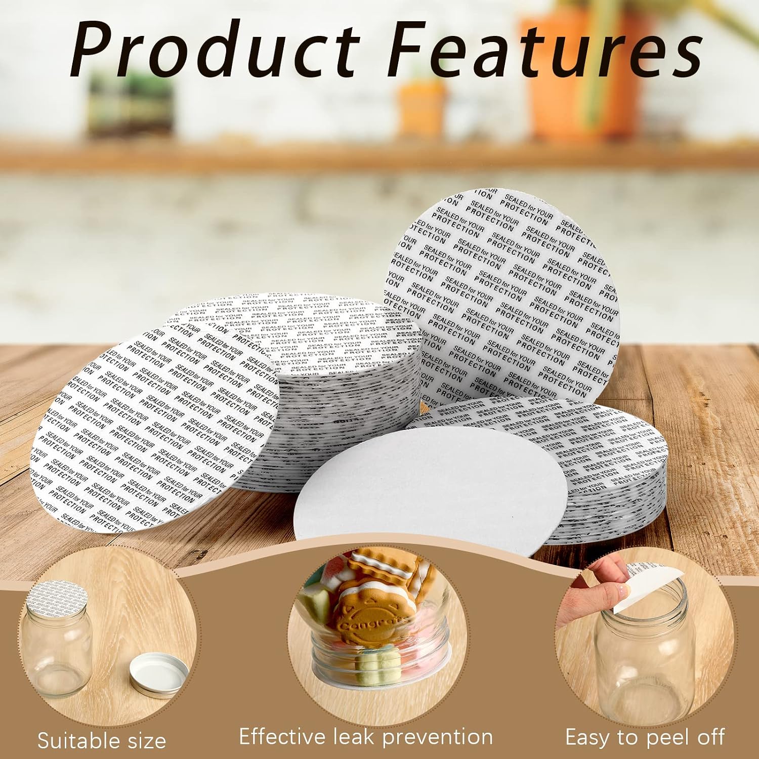 Tondiamo 70mm Foam Lid Liner Pressure Sensitive Seals Cap Liners, 50 Pcs