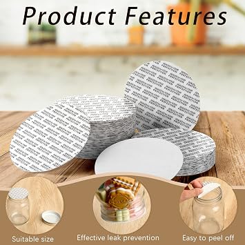 70 mm Foam Lid Liner Pressure Sensitive Seal Round Jar Sealer Bottle Seals Heat Resistant Foam Cap Torque Activated Safety for Protection Safety Jar Cap Bottle Vial Tamper Gasket Kit(50 Pieces)