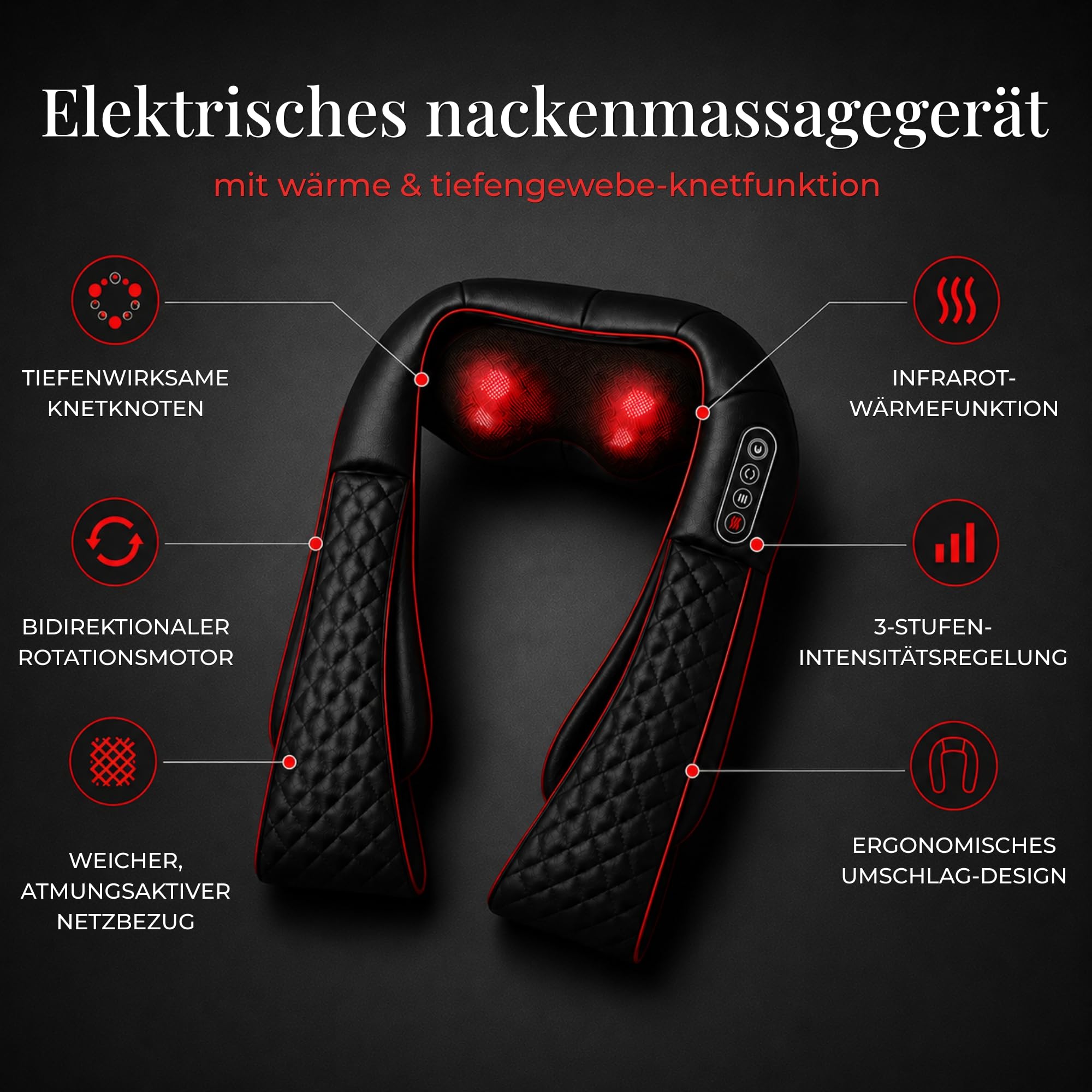 Essy Shiatsu Nackenmassagegerät mit Wärme, Schulter, Rücken, Beine | Massagegeschenk für Frauen und Männer zur Entspannung der Muskulatur