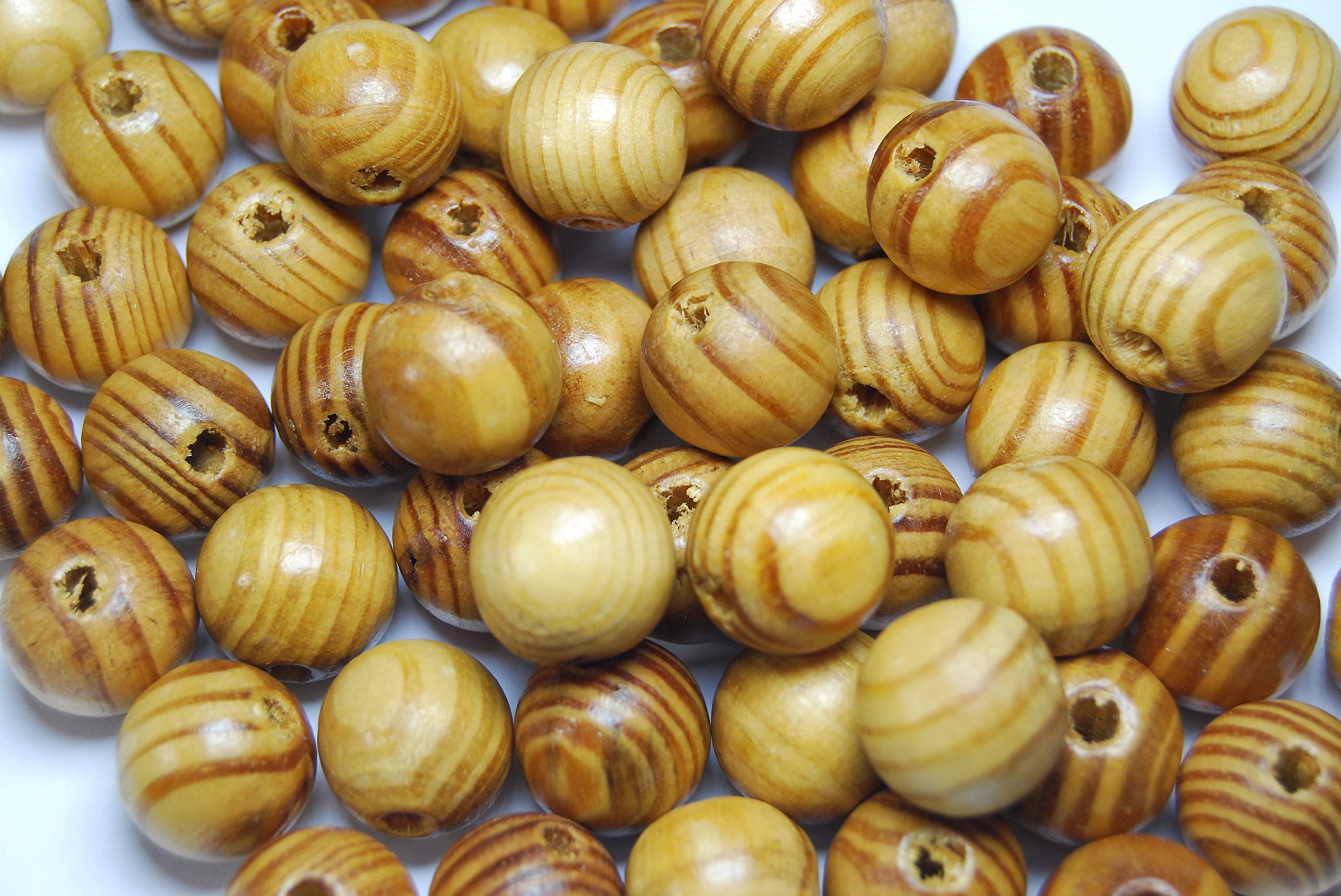 celloexpress Natural Wooden Round Beads Used for Handmade Jewellery or Macrame (Burlywood - 16mm x 15mm (4mm Hole), Pack of 100) — image 1