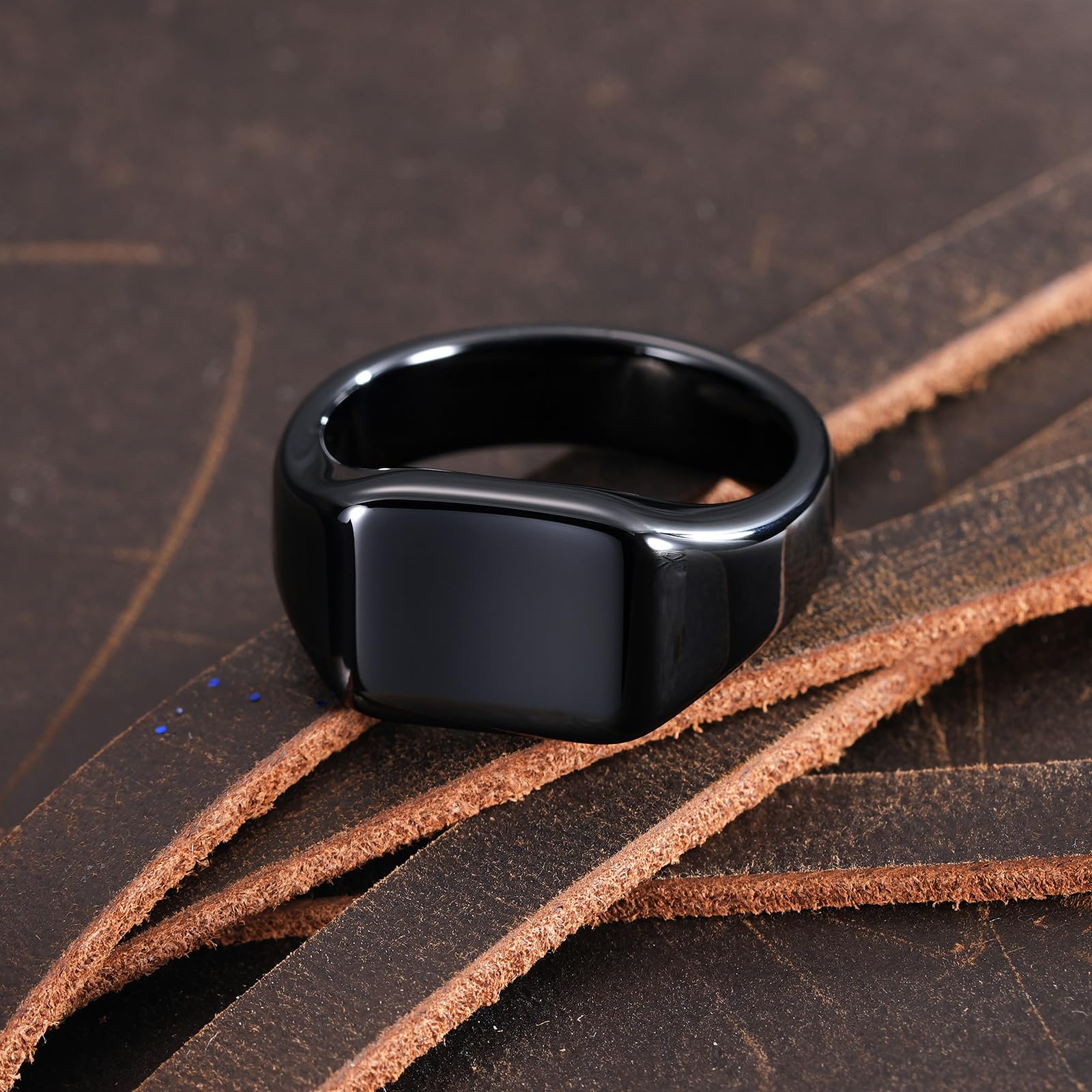 King Will Men's Gunmetal Black Tungsten Signet Rings Thumb Pinky Biker Band Ring For Men High Polished Plain Wedding Statement Ring Comfort Fit
