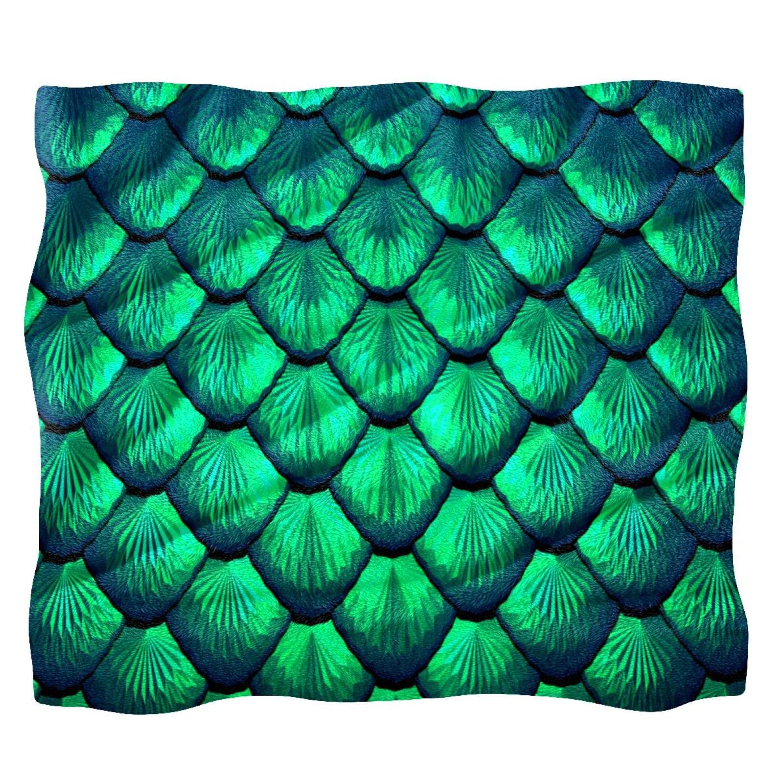 Coperta in pile per divano, divano o letto, accoglienti e morbide, scala verde sirena