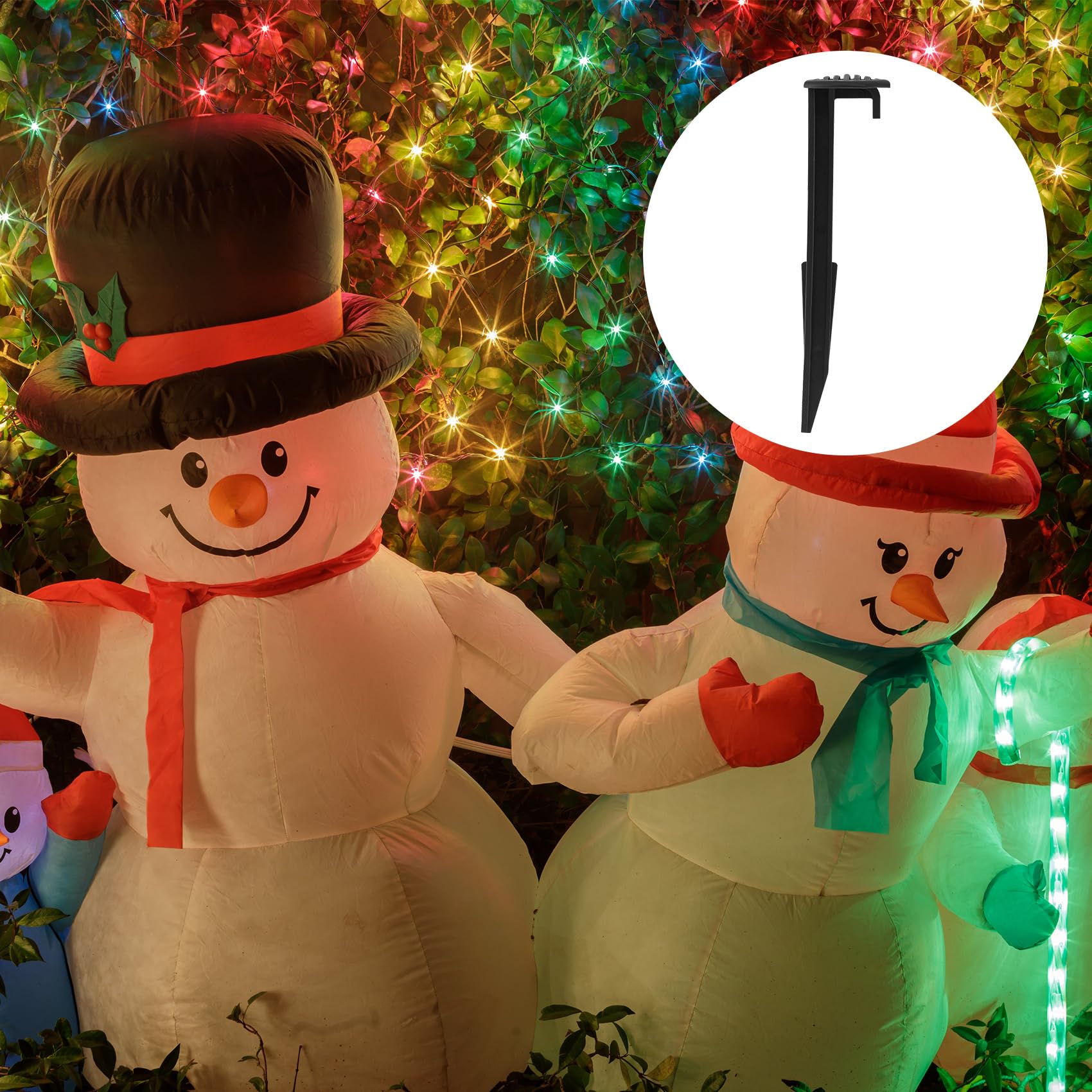 12 Sets Aufblasbare Heringe – Mit Haken & Seilen, 19,6 Cm Kunststoffpfähle Für Garten, Weihnachten & Halloween