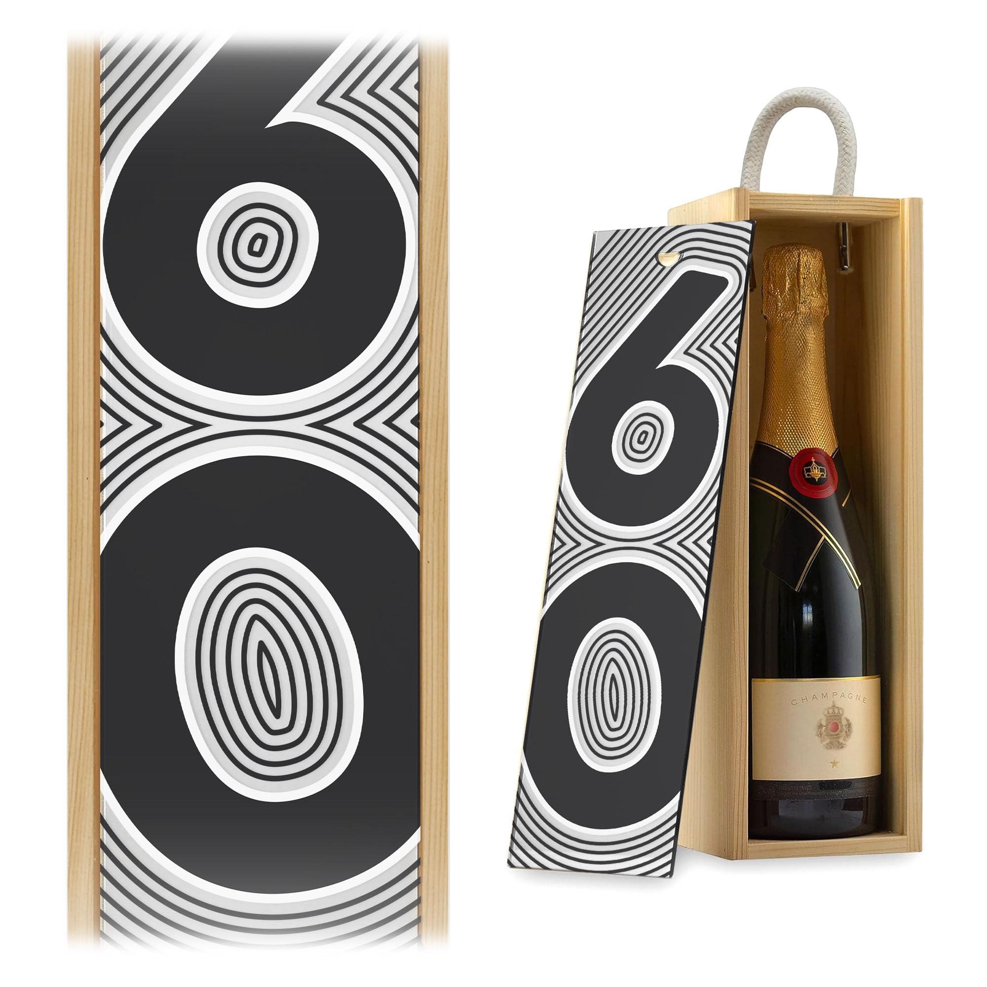 A1 Graphics Ltd 60th Birthday Champagne Wine Gift Box Milestone Birthday Gift For Him Her (Silver Mirror, Black Box)