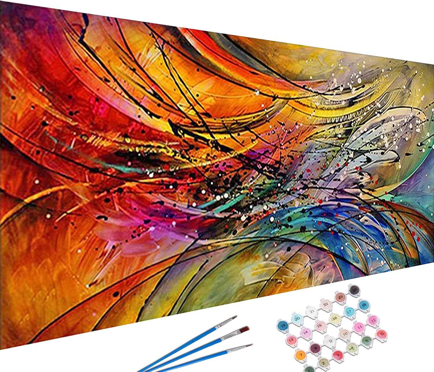 YALKIN Paint by Number for Adult Kits, DIY Abstract Oil Acrylic Painting Kits for Adults Beginners on Canvas for Home Wall Decor Gifts 40x90CM/15.8x35.4in (No Frame)