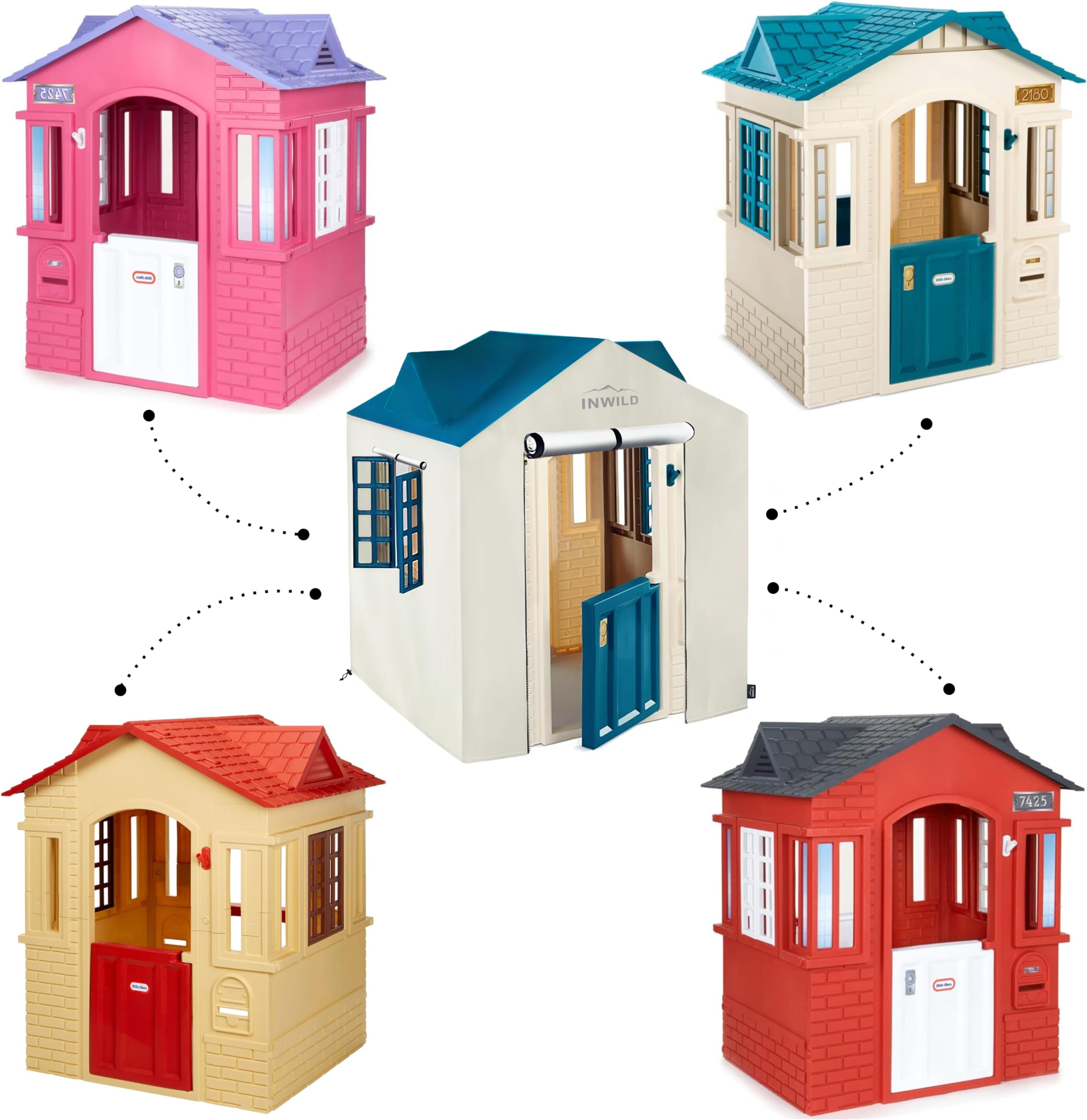 INWILD Outdoor Playhouse Cover, All Weather Protective Cover for Little Tikes Cape Cottage Playhouse, Full-Fitting, with Door and Window, 43
