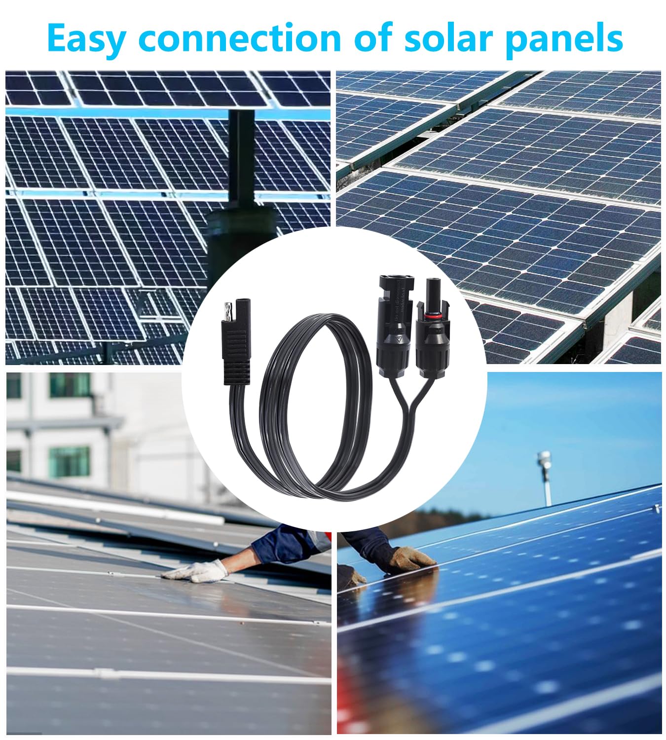 Cable Solar SAE 30cm - Conector Rápido 2 Pines 18AWG - Para Paneles Solares Y Baterías - Butyeak