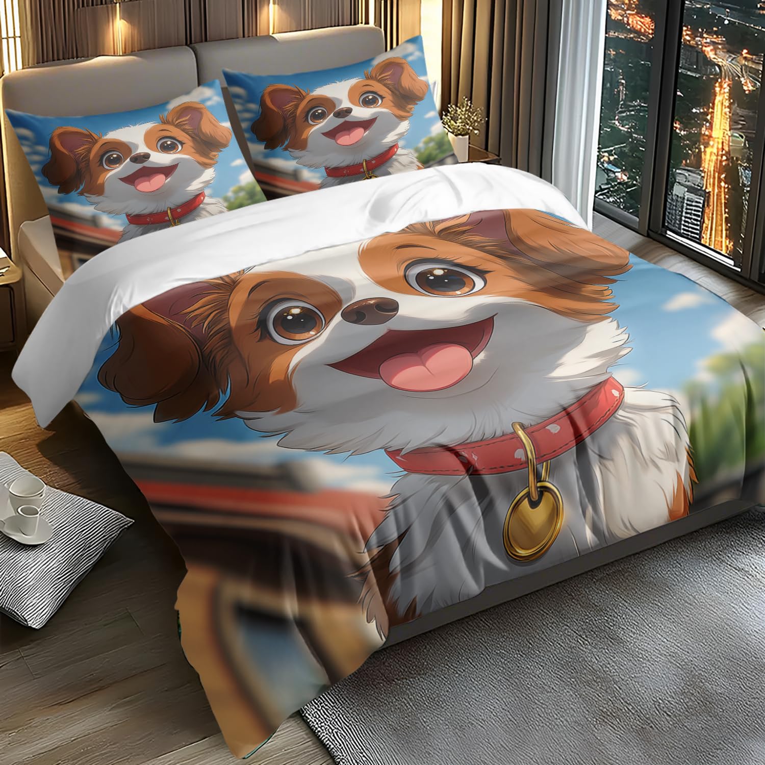 Fundas Nordicos 175x230cm Perro Lindo Fundas para Edredón,3 Piezas Bedding Juego de Funda de Edredón - Microfibra Funda de Nórdica y 2 Fundas de Almohada 50 X 75 Cm