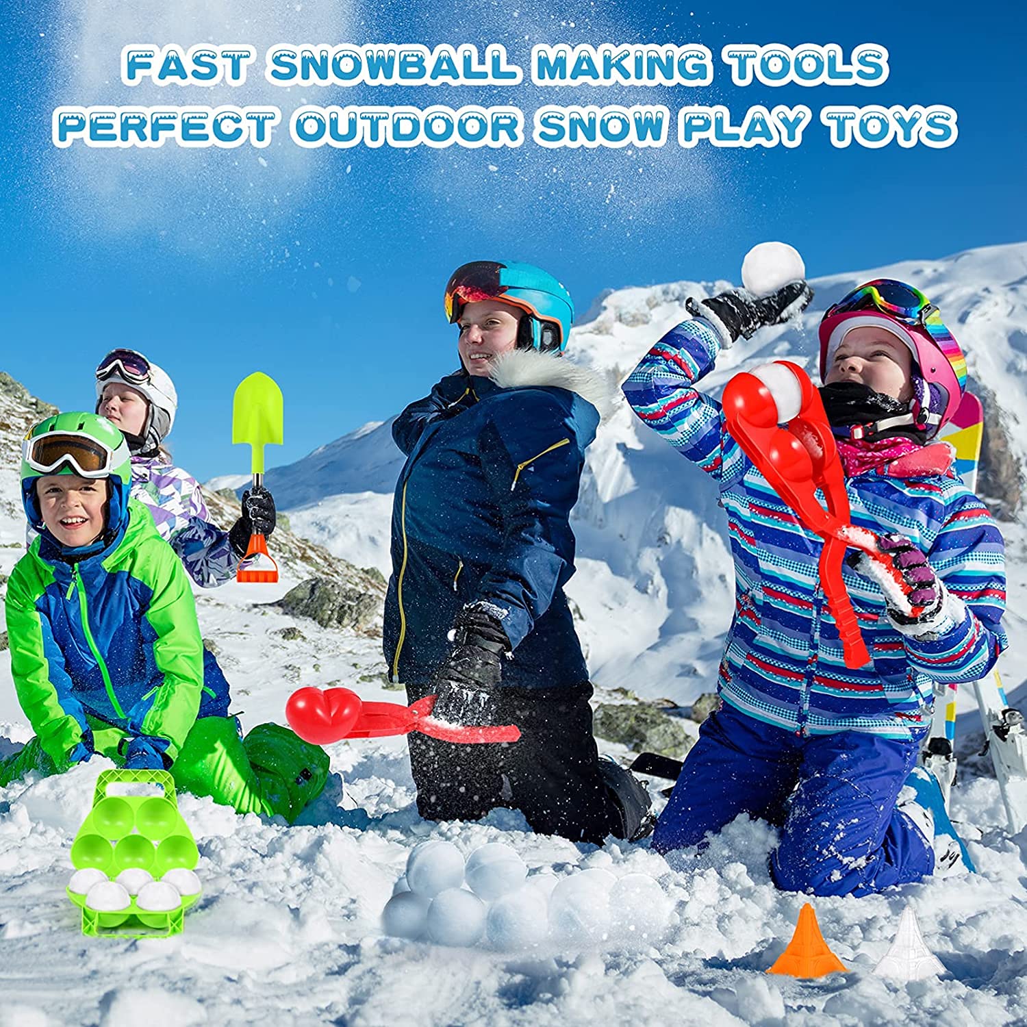 Set De Juguetes De Nieve Para Niños: Lanzador De Bolas De Nieve, Clip Y Pala, Multicolor, Para Juegos Al Aire Libre En Invierno Y Playa En Verano
