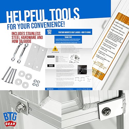 Miniatura 7 de Escalera plegable de aluminio de grado marino de 4 escalones, extraíble, con clips de liberación rápida para embarcar, se extiende hasta 42 pulgadas