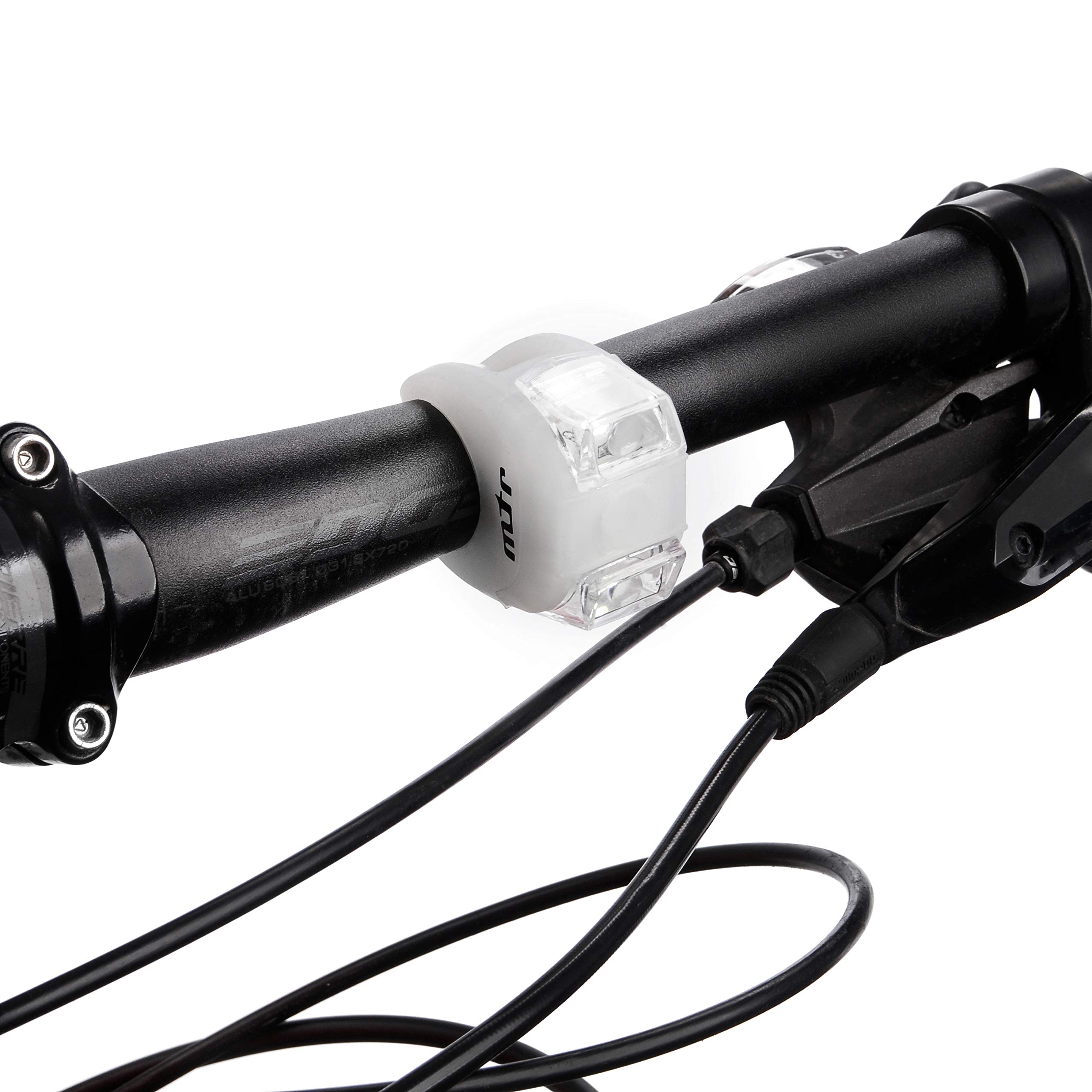 meteor Lampy rowerowe przednie i tylne LED Akumulator - 3 tryby latarki (biały)