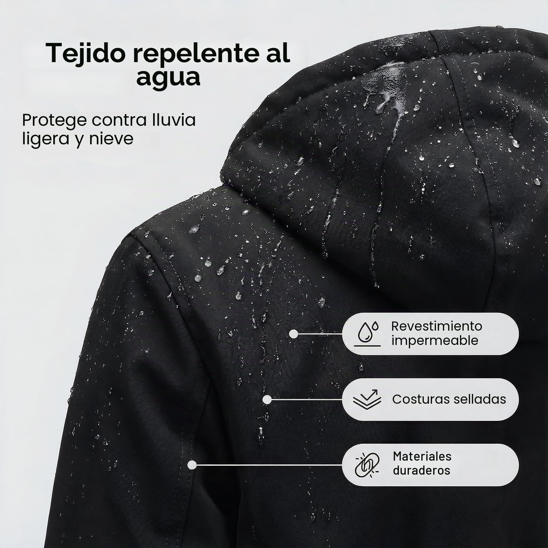 YYNUDA Parka de invierno con capucha de algodón para mujer, chaqueta cálida para exterior, Negro