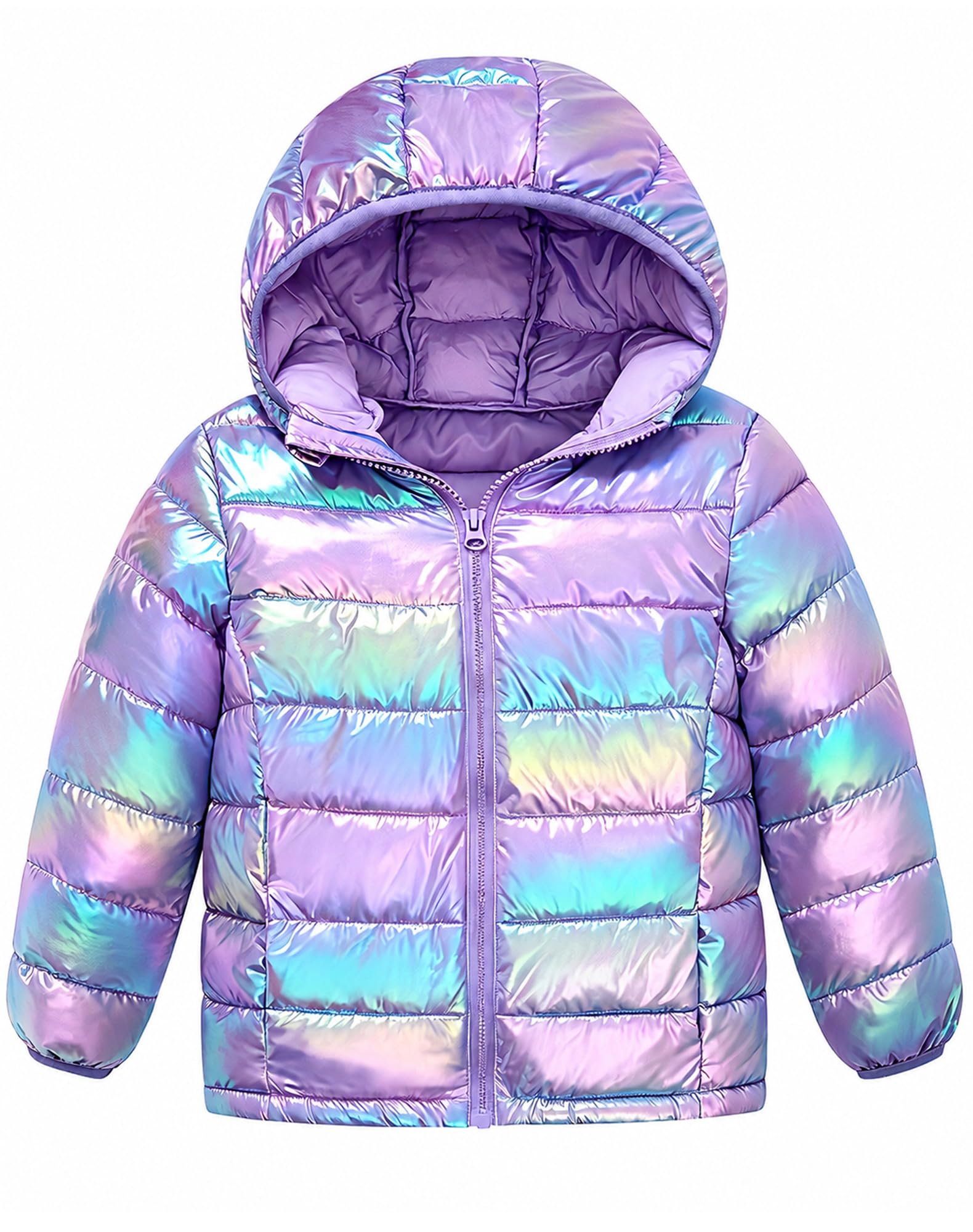 Lovekider Girls Winter Coat Shiny Gradient Lightweight Puffer Jacket 4-12Y
