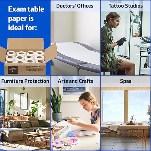 Miniatura 6 de Medline Papel para mesa de revisión médica estándar, con acabado crepé, 24 pulgadas נ125 pies, caja de 12 rollos