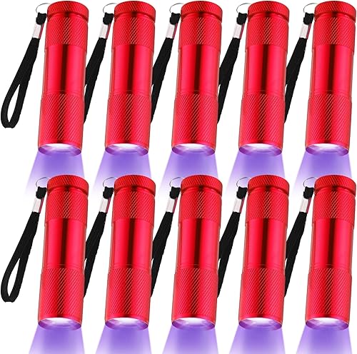 Miniatura 9 de Roceei 10 linternas de luz negra UV, luz LED, de mano, mini detector de antorcha de luz, linterna UV portátil para mascotas manchas de orina (luz
