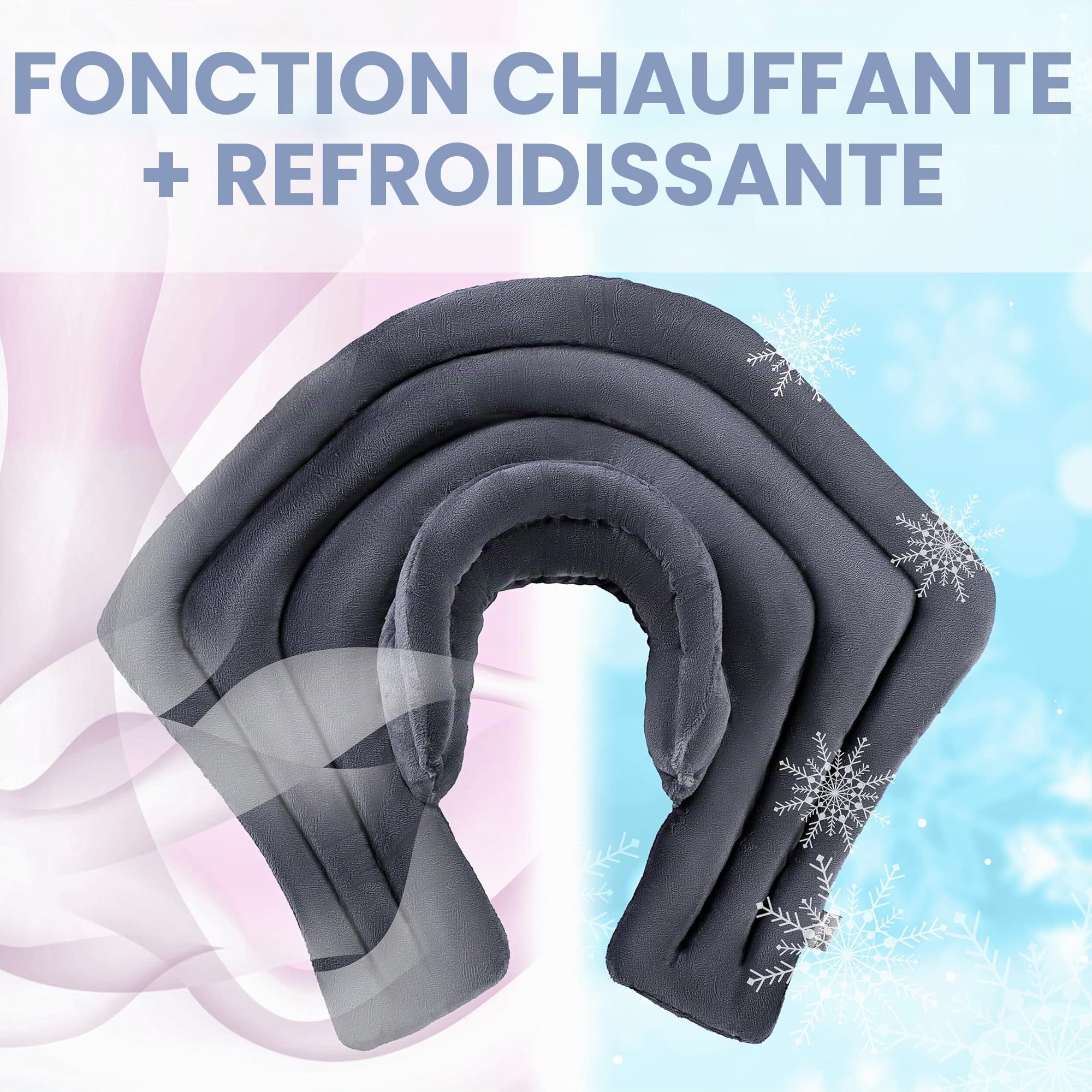 ICEHOF Coussin chauffant au cou/aux épaules avec lavande - Doux - Chaleur longue durée grâce aux perles d'argile naturelles et à l'aromathérapie d'accompagnement - Forme ergonomique