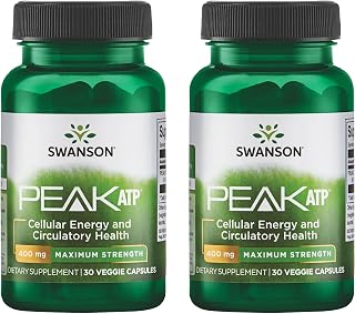 Swanson Maximum Strength Peak ATP Cellular Energy Supplement for Athletes and Active Adults Seeking Performance and Recovery Support - 400 mg (30 Veggie Capsules, 2 Pack)