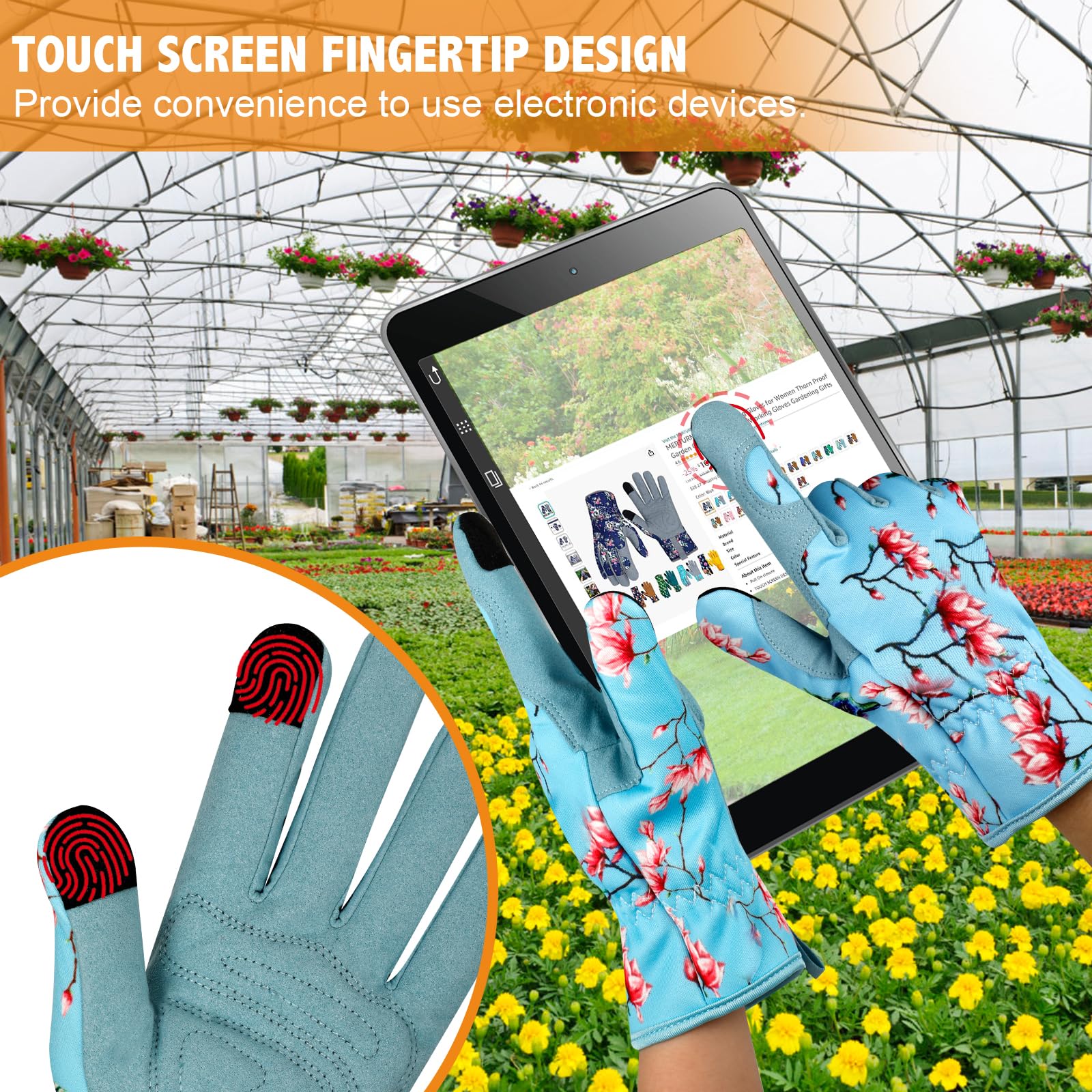 Gants de jardinage en cuir pour femme - Anti-épines - Design tactile - Gants de travail robustes pour planter, creuser, tailler - Couleur V