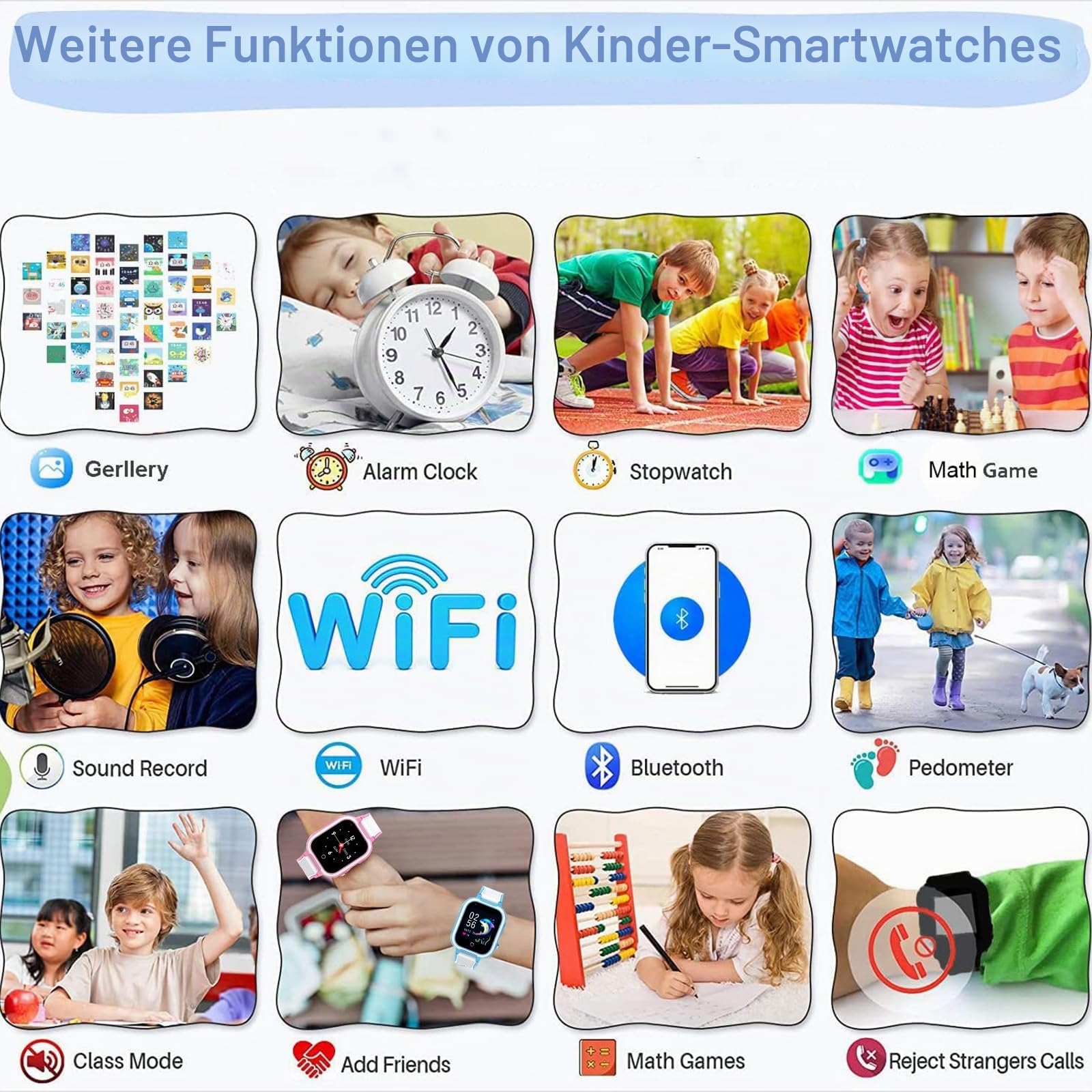 4G Smartwatch für Kinder mit GPS-Tracker, Uhr, Sprach-, Video-Chat, Text, Anruf, SOS-Alarm, Kamera, Schrittzähler, WLAN, wasserdichter Touchscreen, Kinderuhr für Alter 4–12 Jahre, Jungen,