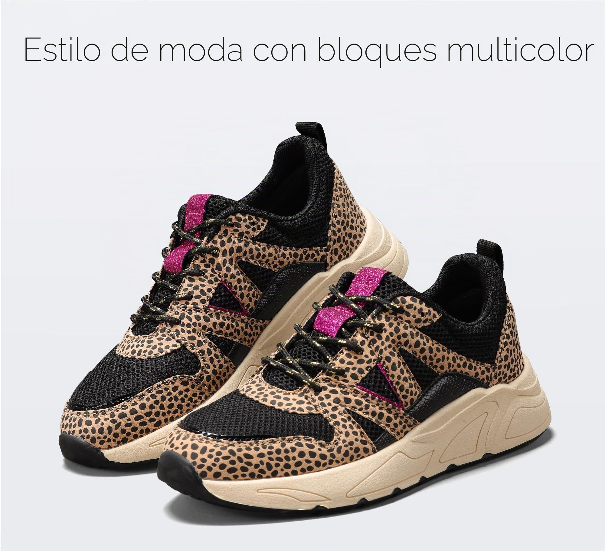 LUCKY STEP Zapatillas de Moda para Mujer - Plataforma de Leopardo para Caminar y Tenis