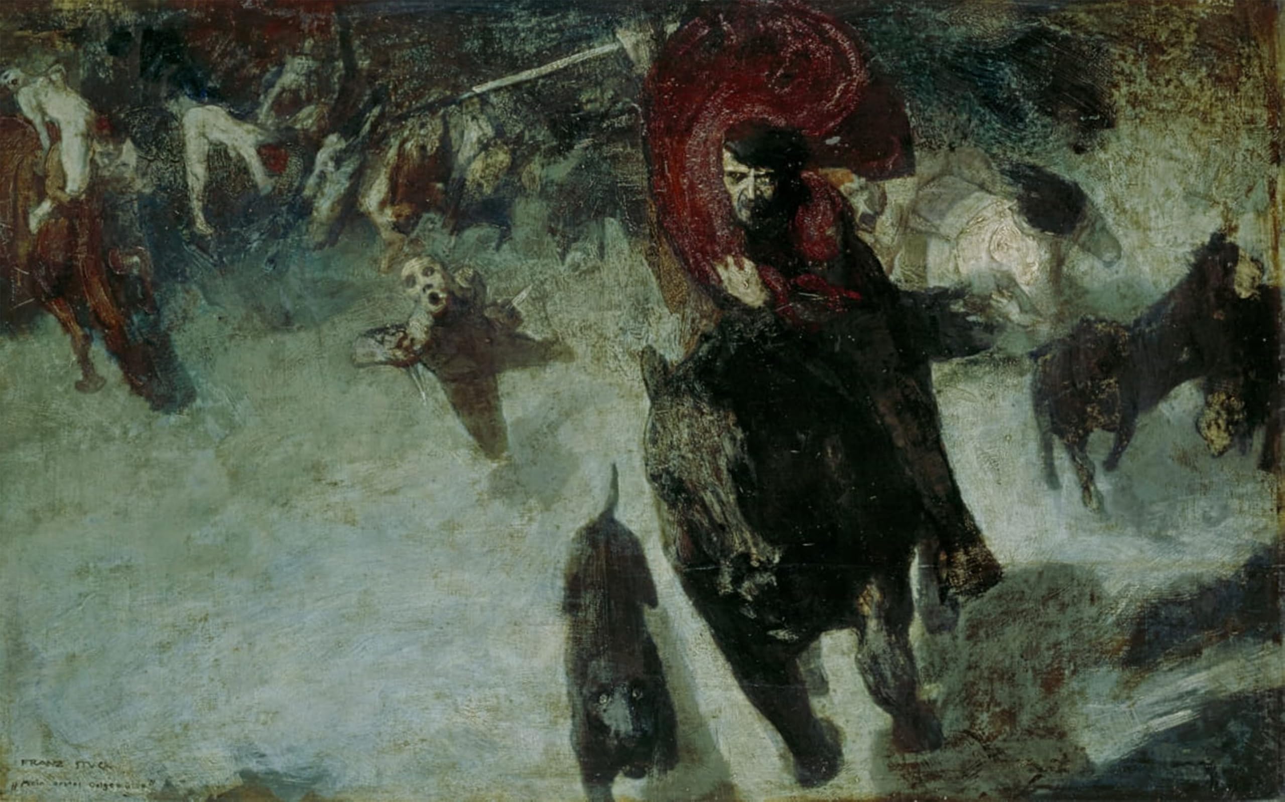 Posteriik No Frame Famous Print Pop Art Wall Art Graffiti The Wild Hunt By Franz Von Stuck Art Prints For Home Decor 60X90cm