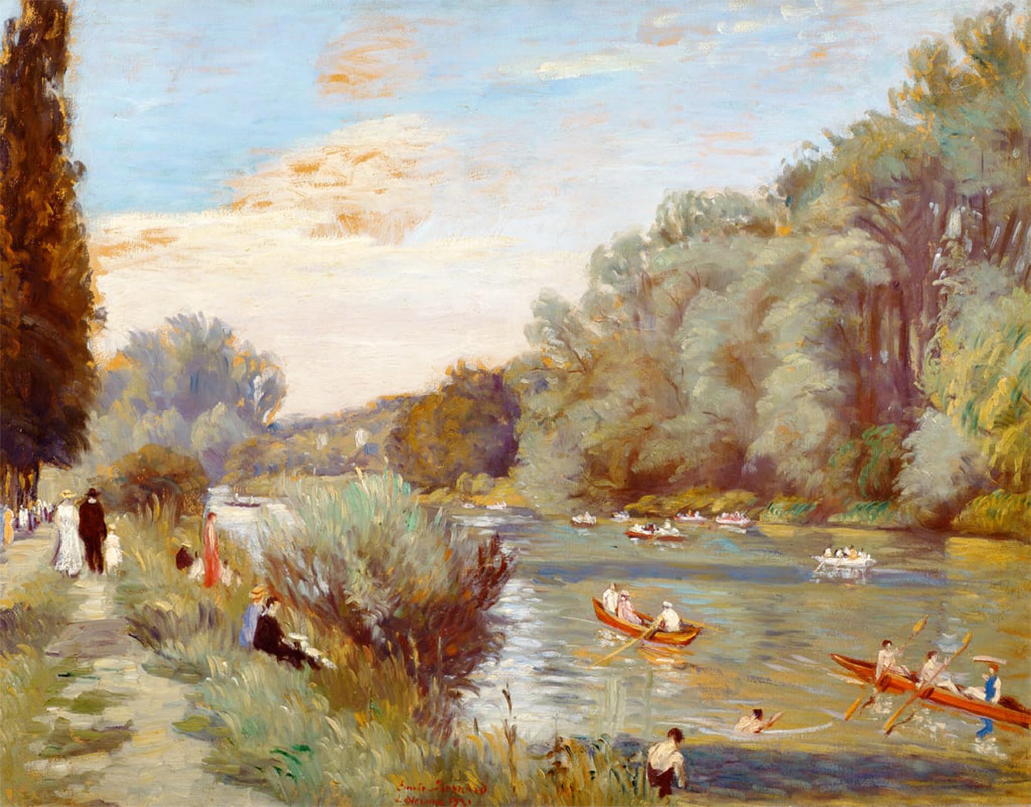 POSTERIIk Vintage Art Print Images Pictures Print Rowing Boats on a River by Emile Bernard Modern Colour Posters for Office Home Decor 60x90cm