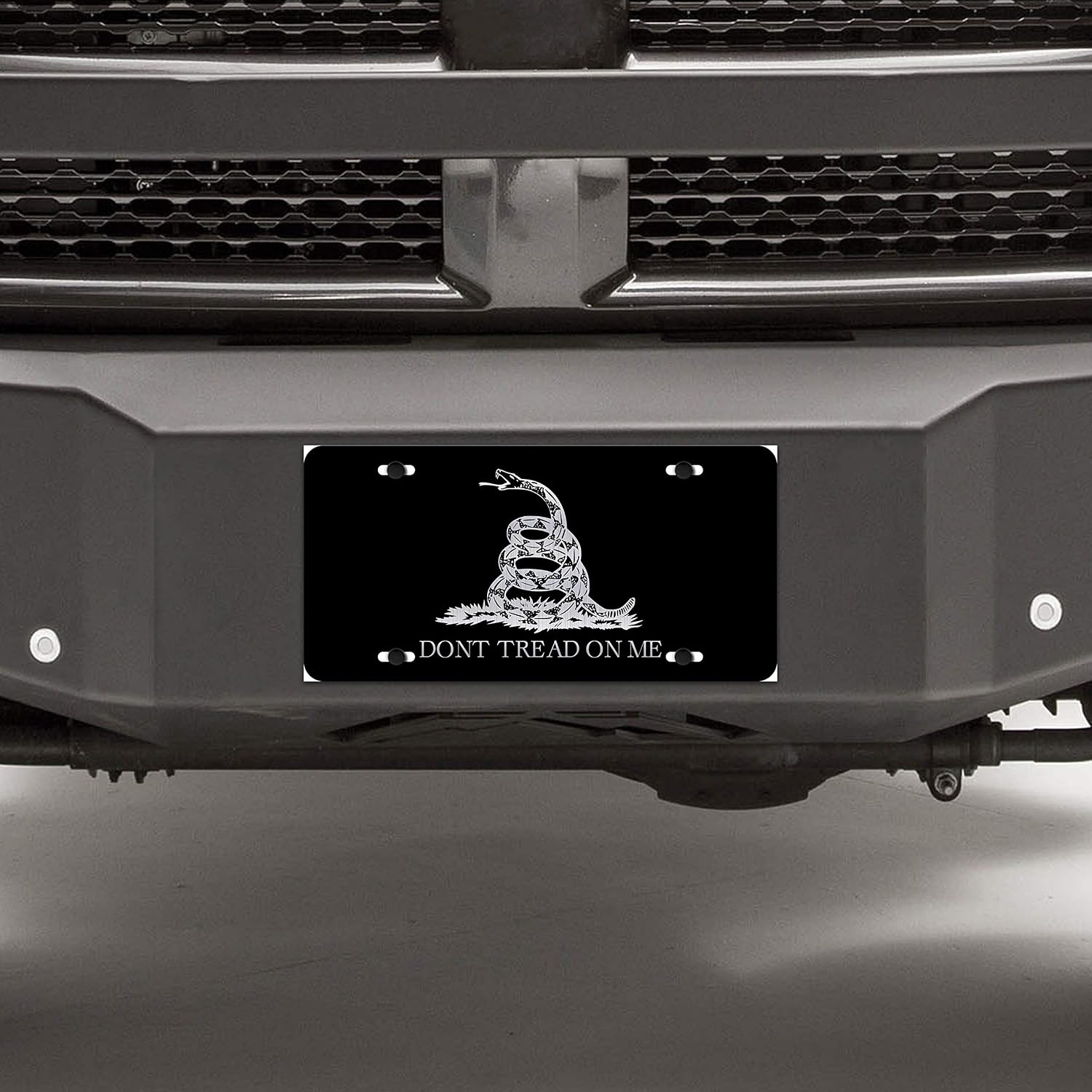 Decals Home Decor & More Gadsden Flag Don't Tread On Me Vanity License Plate | Etched Aluminum | 6-Inches by 12-Inches | Car Truck RV Trailer Wall Shop Man Cave | VLP008