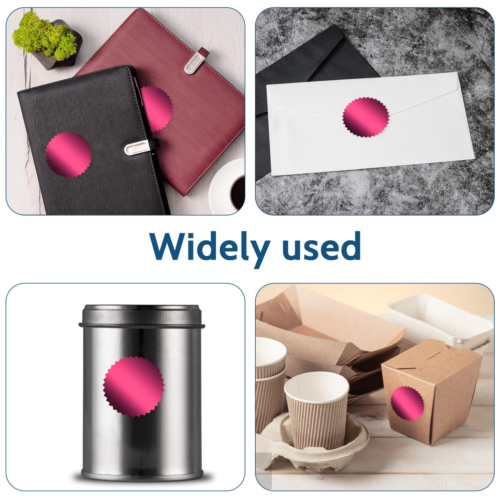 250 Rose Red Foil Embossing Stickers - 2 Inch Round Blank Labels For Certificates